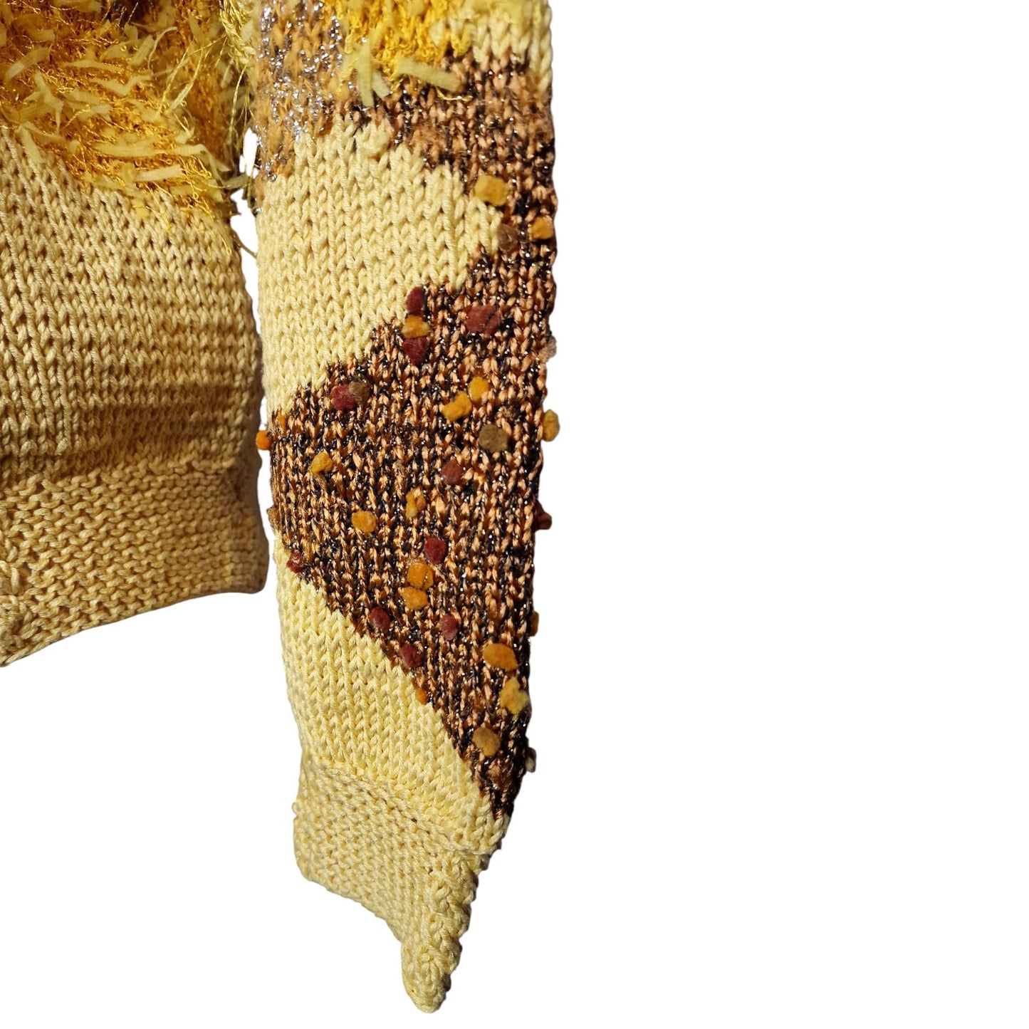 Toller Trau Vintage im 80er/90er Materialmix Patchwork in Gelb-Braun M