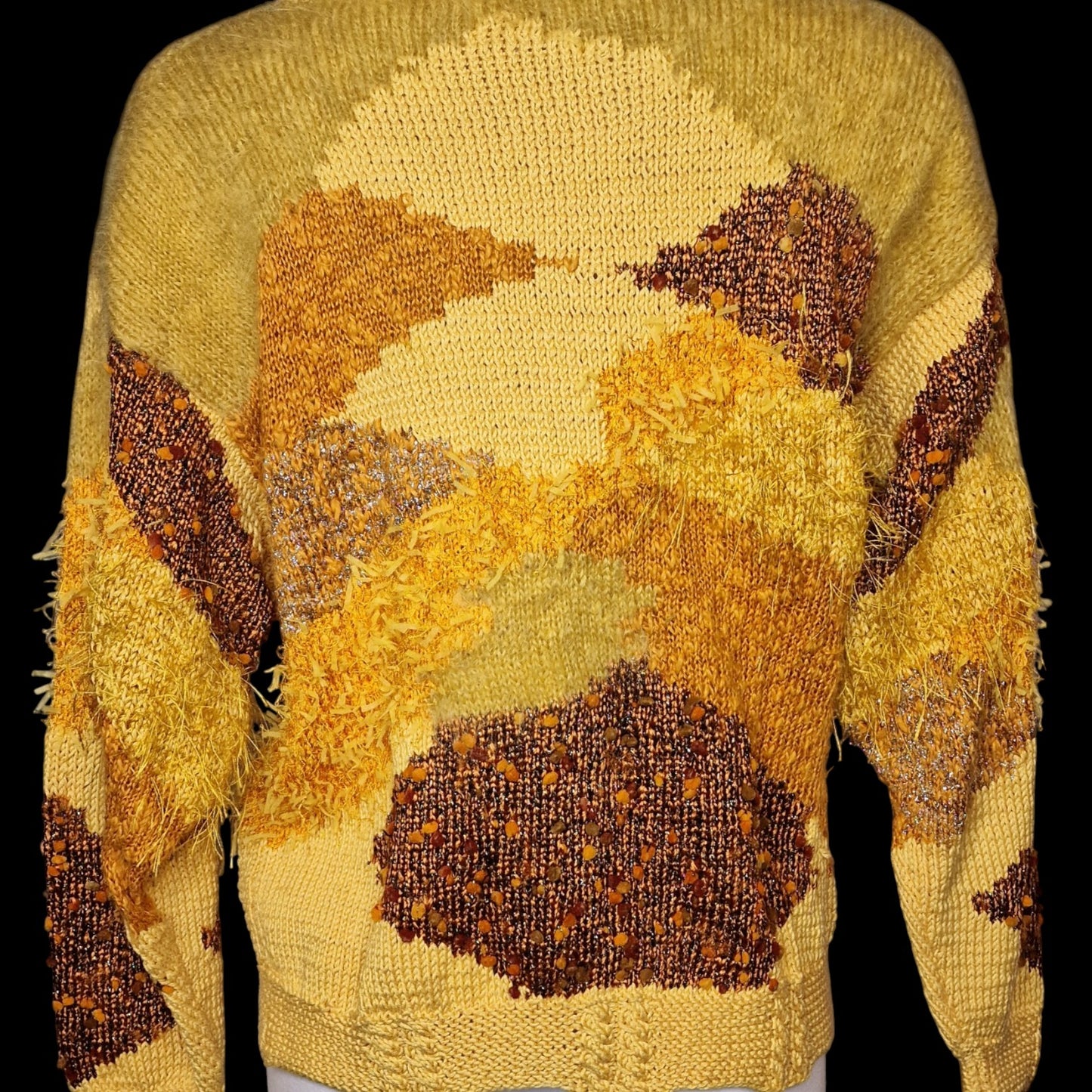 Toller Trau Vintage im 80er/90er Materialmix Patchwork in Gelb-Braun M