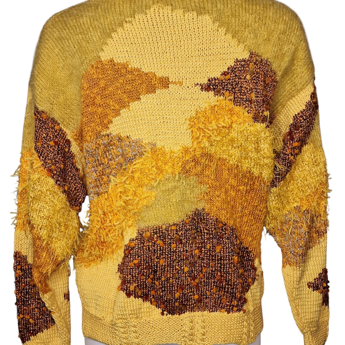 Toller Trau Vintage im 80er/90er Materialmix Patchwork in Gelb-Braun M