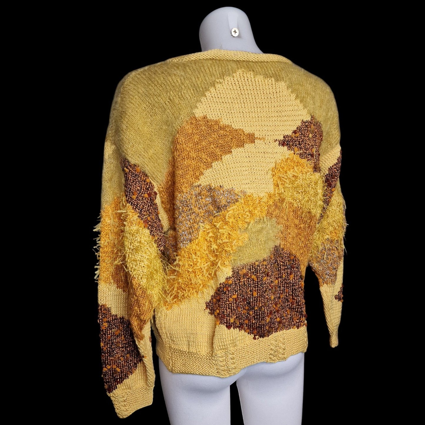 Toller Trau Vintage im 80er/90er Materialmix Patchwork in Gelb-Braun M