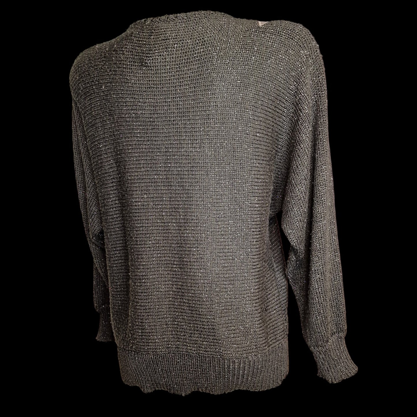 Vintage 80er Strickpullover Grau-Braun mit Blumenapplikation Gr M/L