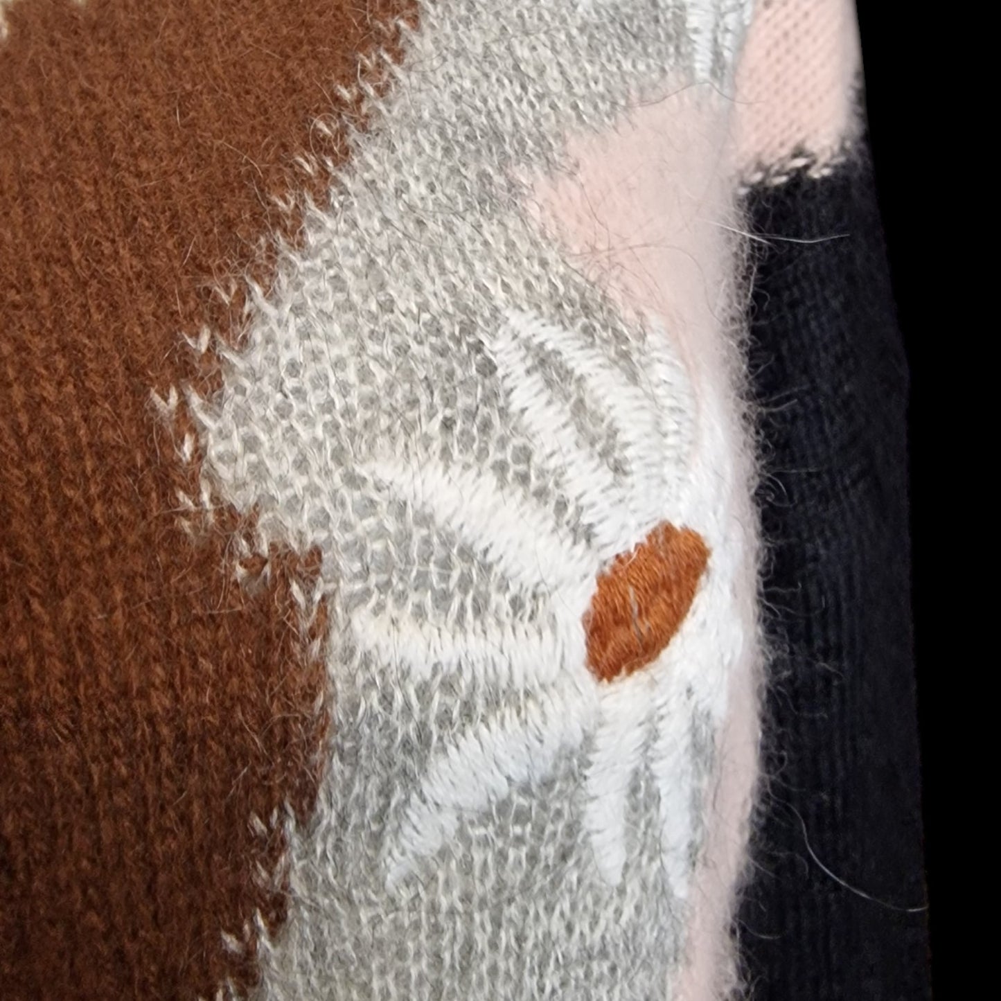 Vintage 80er Strickpullover Schwarz Mohair & Angora "Dolomiten" M