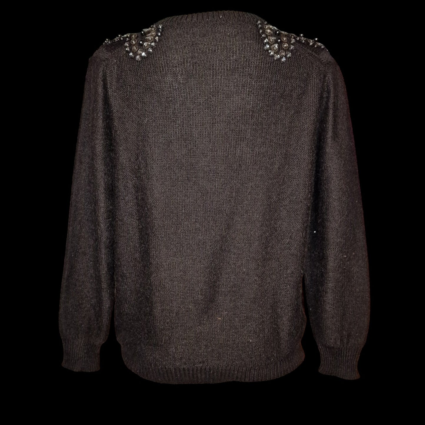 True Vintage Strickjacke 90er in schwarz mit Perlen und Pailletten M