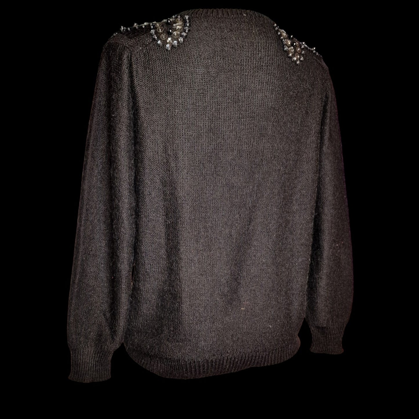 True Vintage Strickjacke 90er in schwarz mit Perlen und Pailletten M