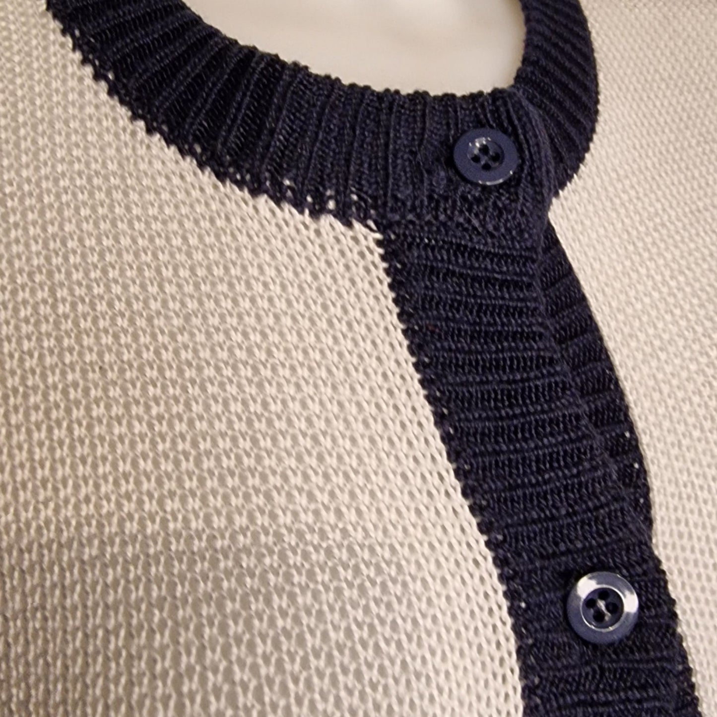 Vintage 80er Strickjacke Oversize mit Fenster-Applikationen "Marionetto" L