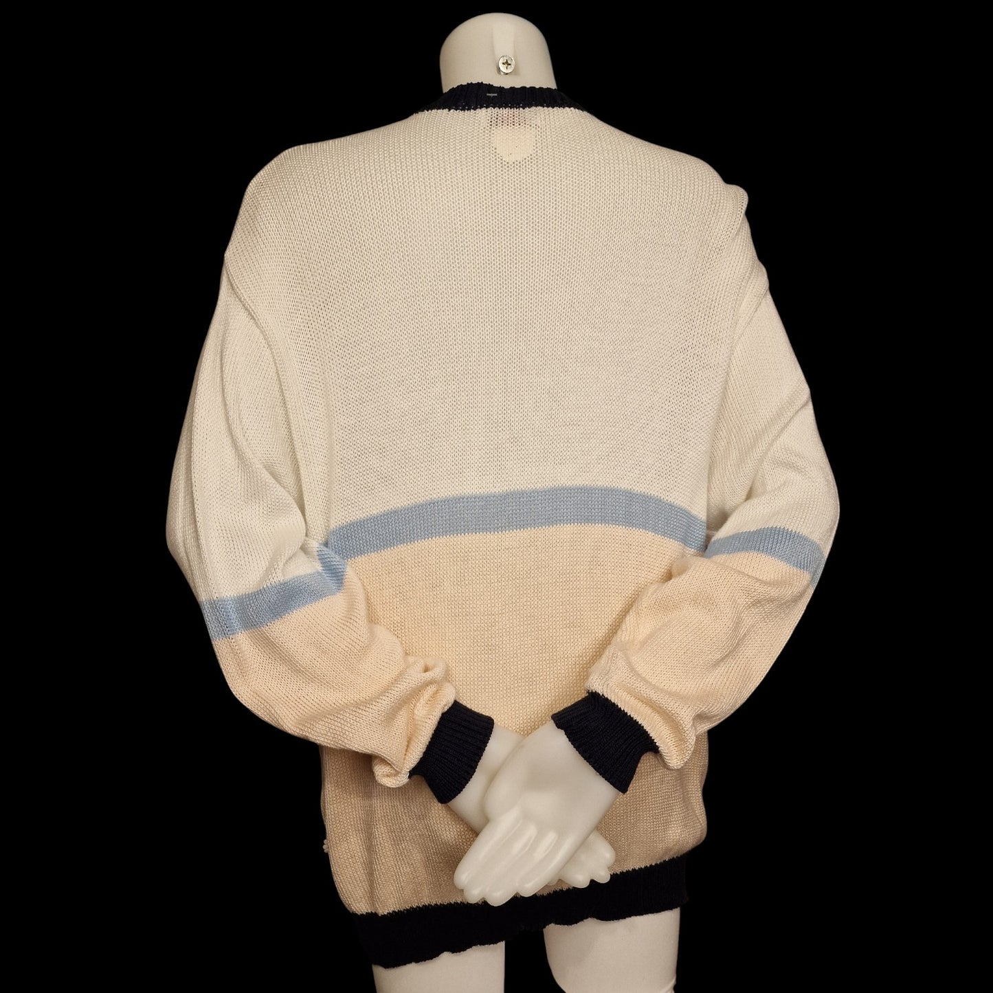 Vintage 80er Strickjacke Oversize mit Fenster-Applikationen "Marionetto" L