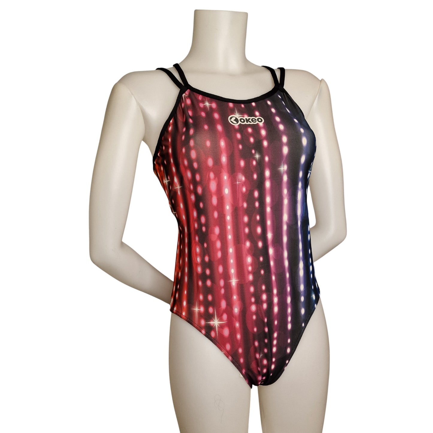 Vintage OKEO Profi-Badeanzug – „Galaxy Glow“ LED-Design – Gr. 40 (IT 46) M