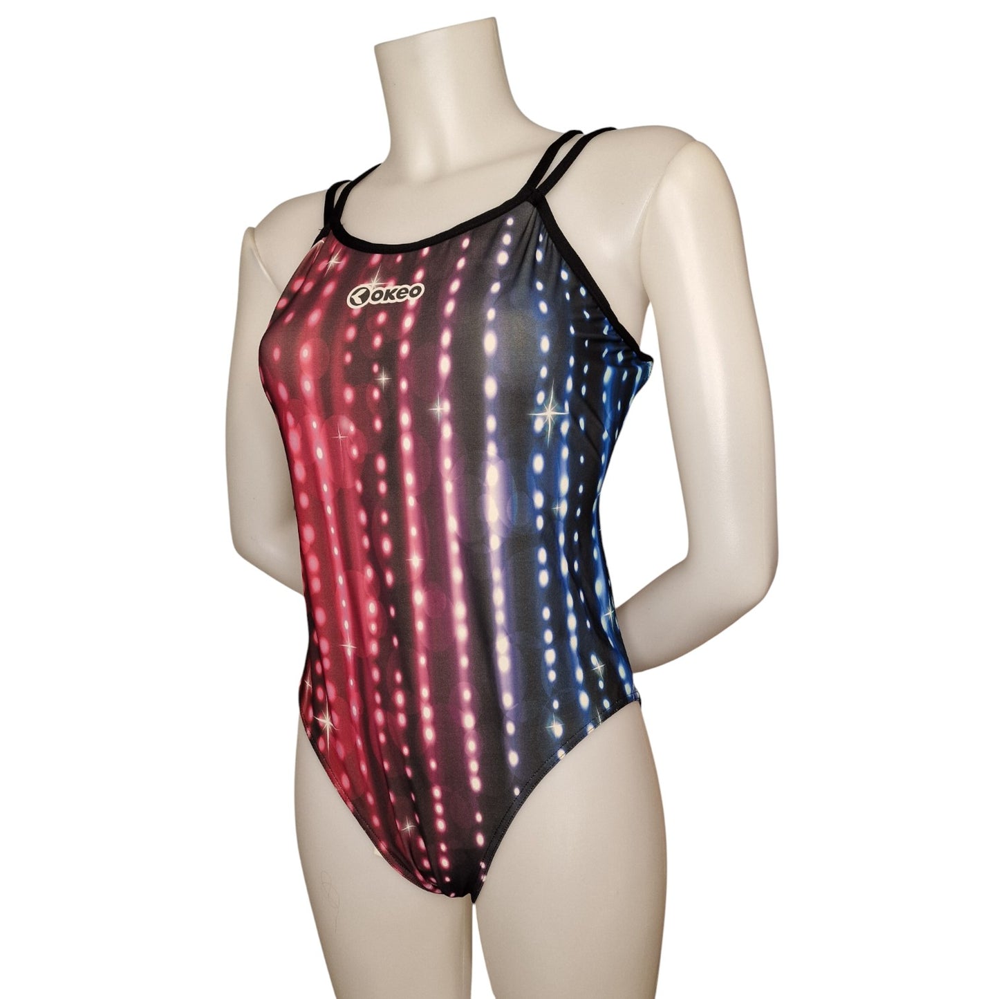 Vintage OKEO Profi-Badeanzug – „Galaxy Glow“ LED-Design – Gr. 40 (IT 46) M