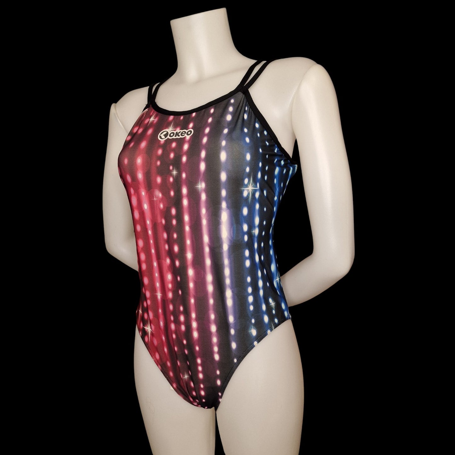 Vintage OKEO Profi-Badeanzug – „Galaxy Glow“ LED-Design – Gr. 40 (IT 46) M