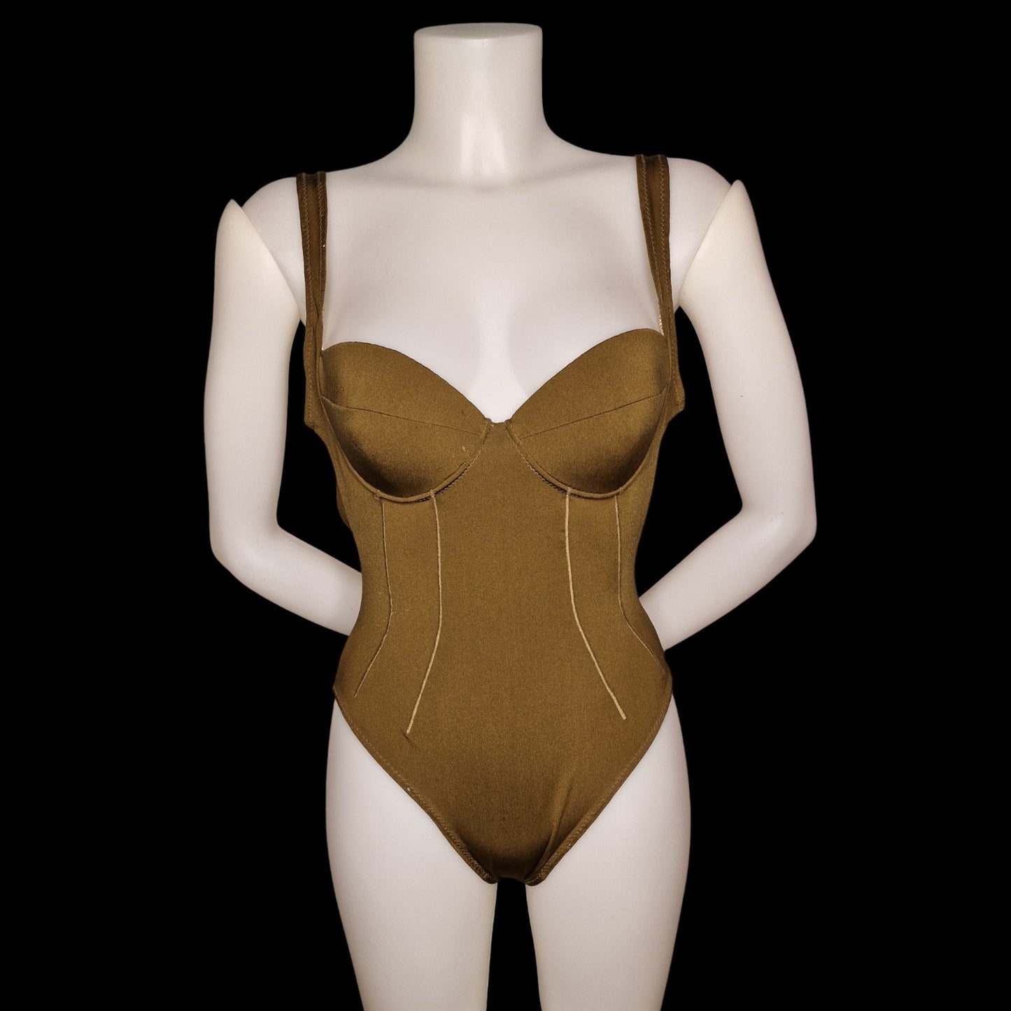Vintage Sammlerstück Alberta Ferretti Badeanzug in Schimmer-Bronze – Gr. 36/38