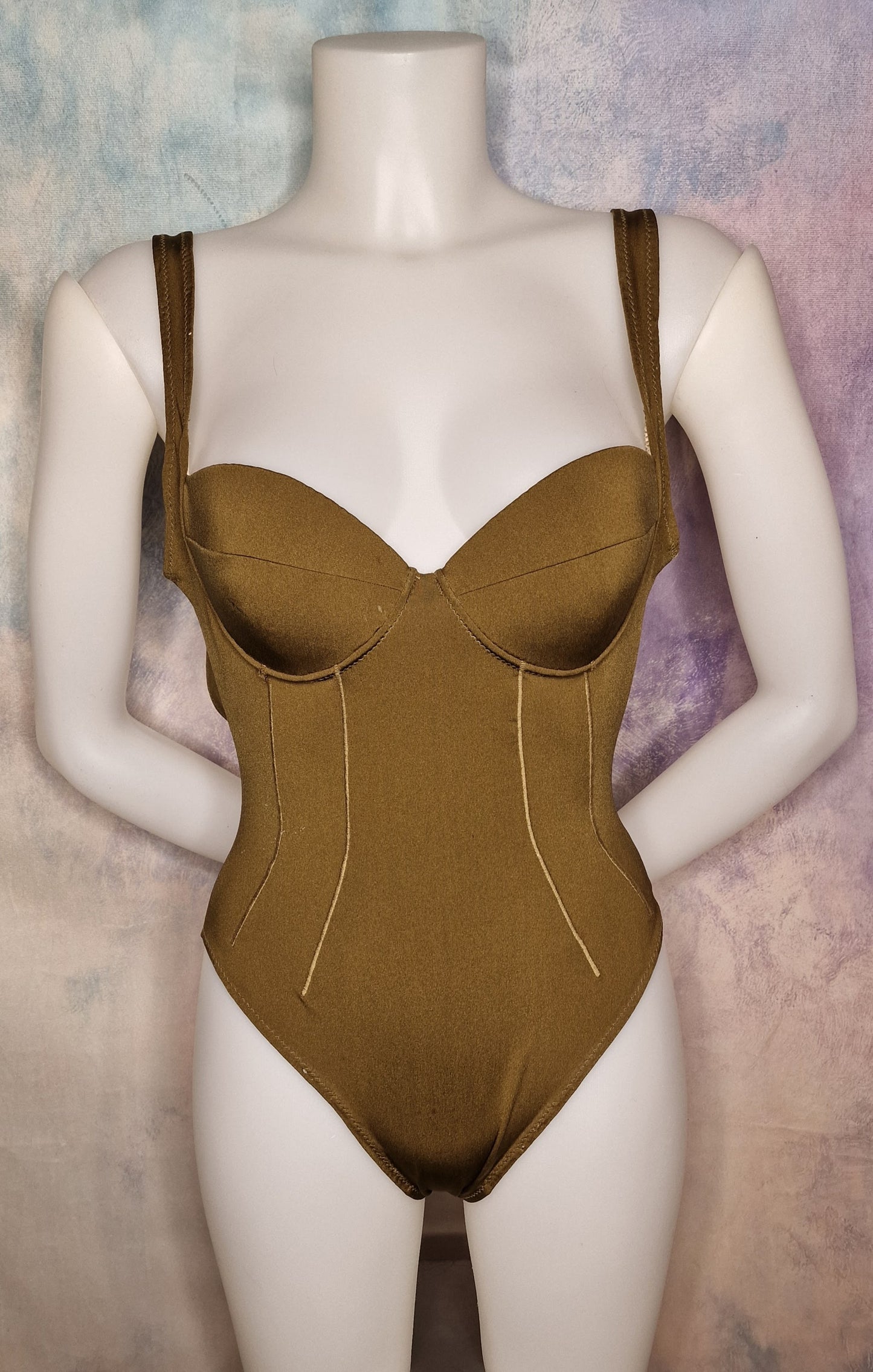 Vintage Sammlerstück Alberta Ferretti Badeanzug in Schimmer-Bronze – Gr. 36/38