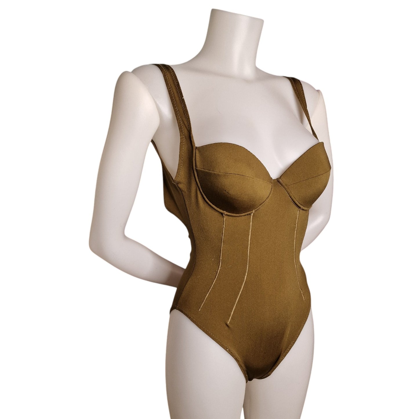Vintage Sammlerstück Alberta Ferretti Badeanzug in Schimmer-Bronze – Gr. 36/38