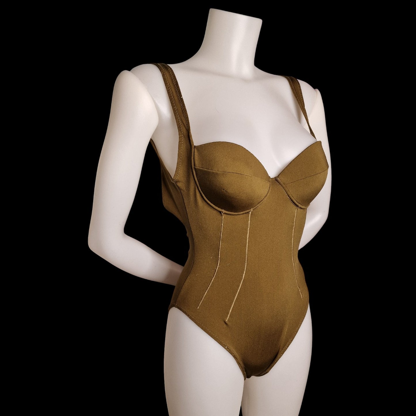 Vintage Sammlerstück Alberta Ferretti Badeanzug in Schimmer-Bronze – Gr. 36/38
