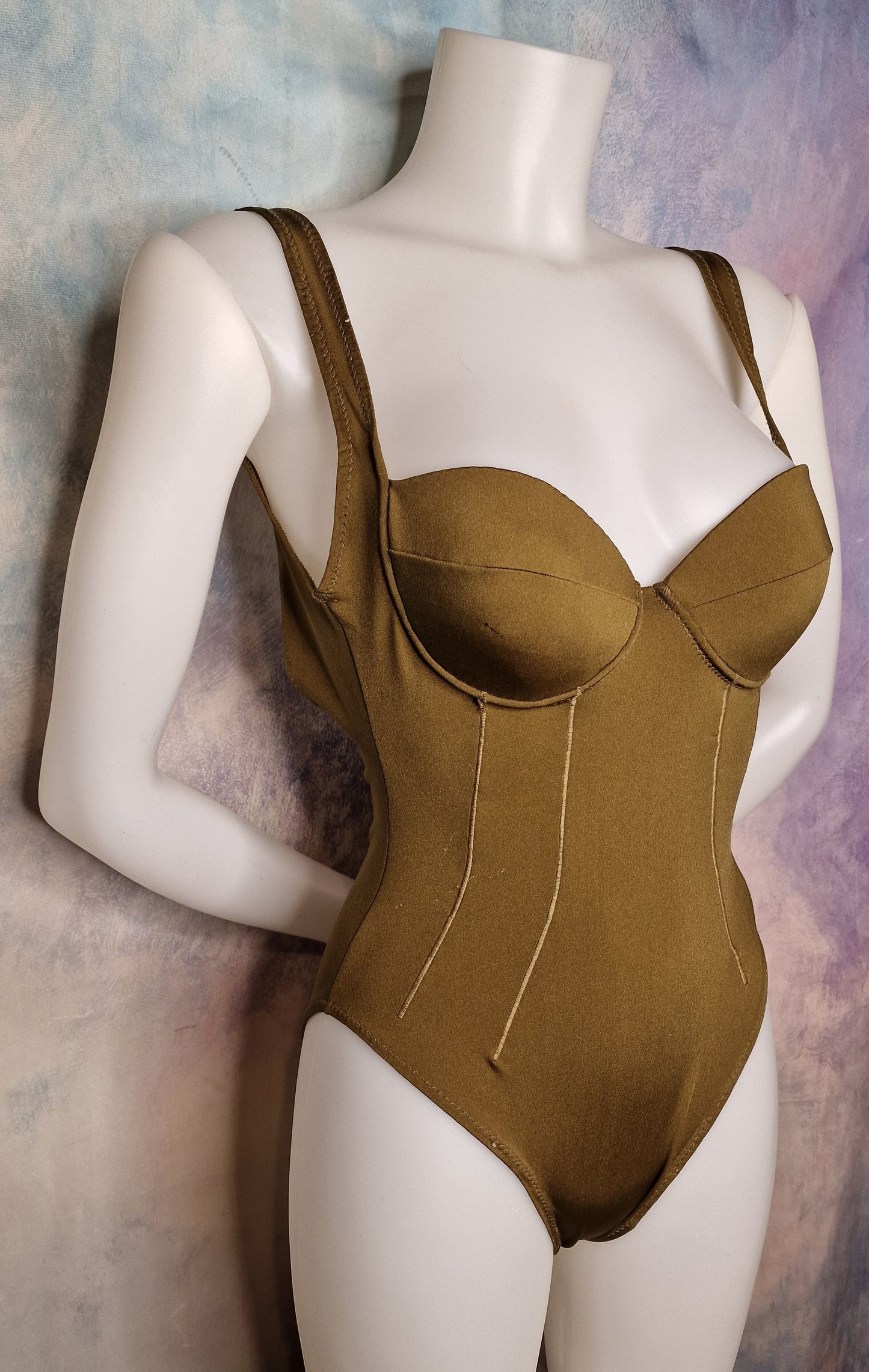 Vintage Sammlerstück Alberta Ferretti Badeanzug in Schimmer-Bronze – Gr. 36/38
