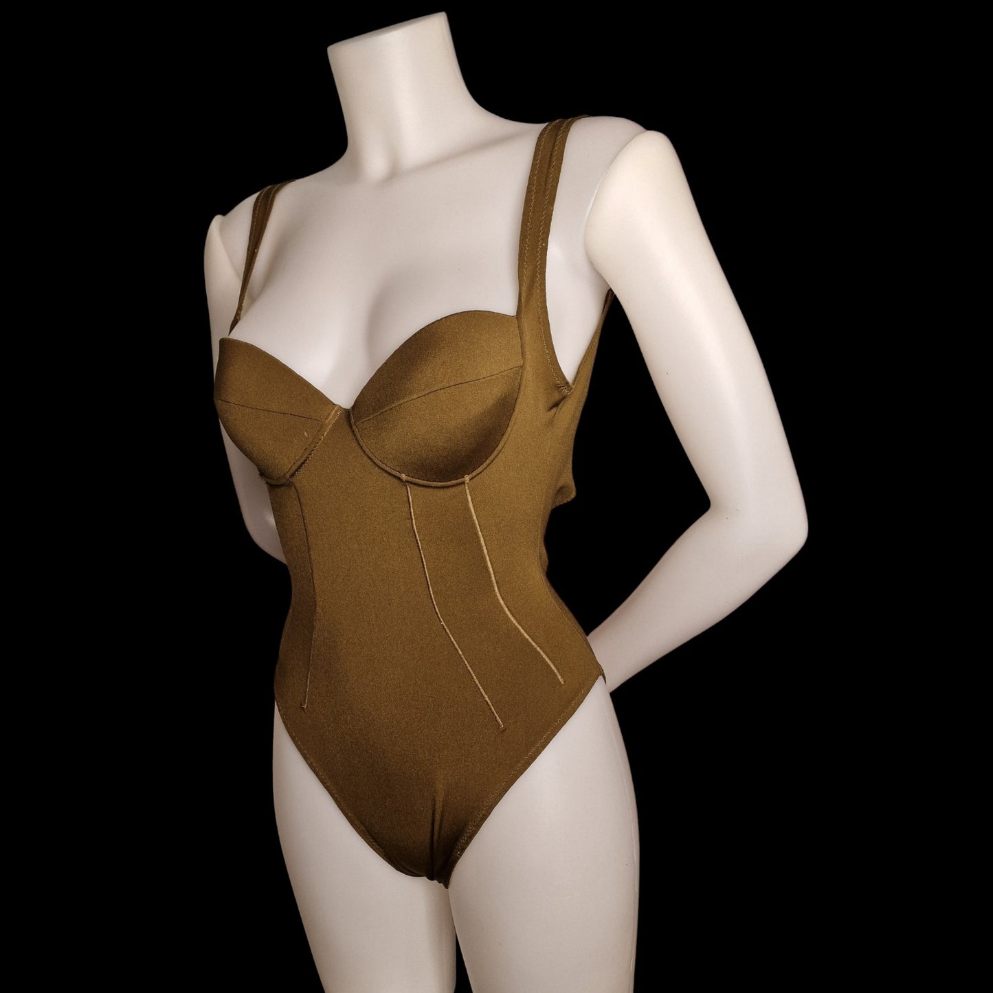 Vintage Sammlerstück Alberta Ferretti Badeanzug in Schimmer-Bronze – Gr. 36/38
