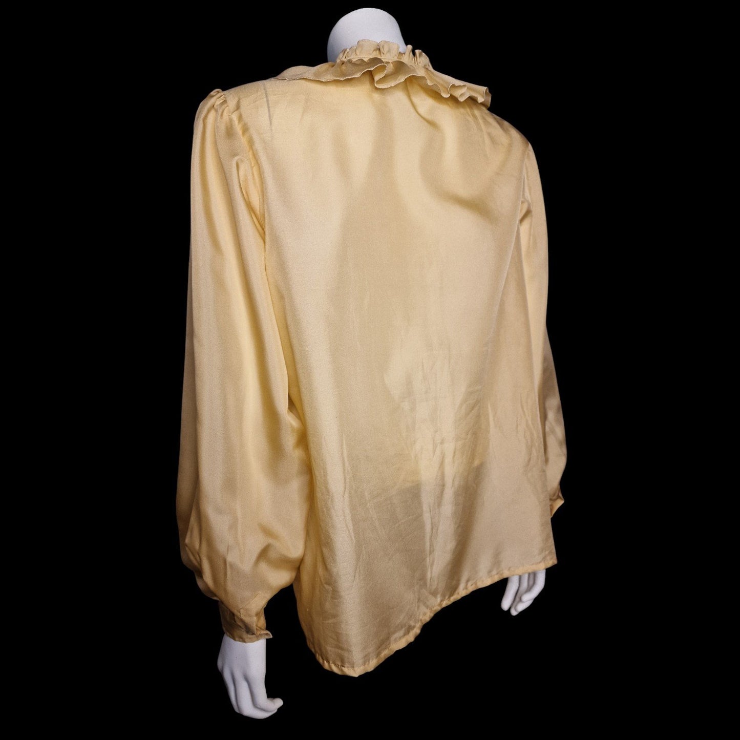 Nostalgische Vintage Bluse Rüschenkragen in beige-gold Gr. L