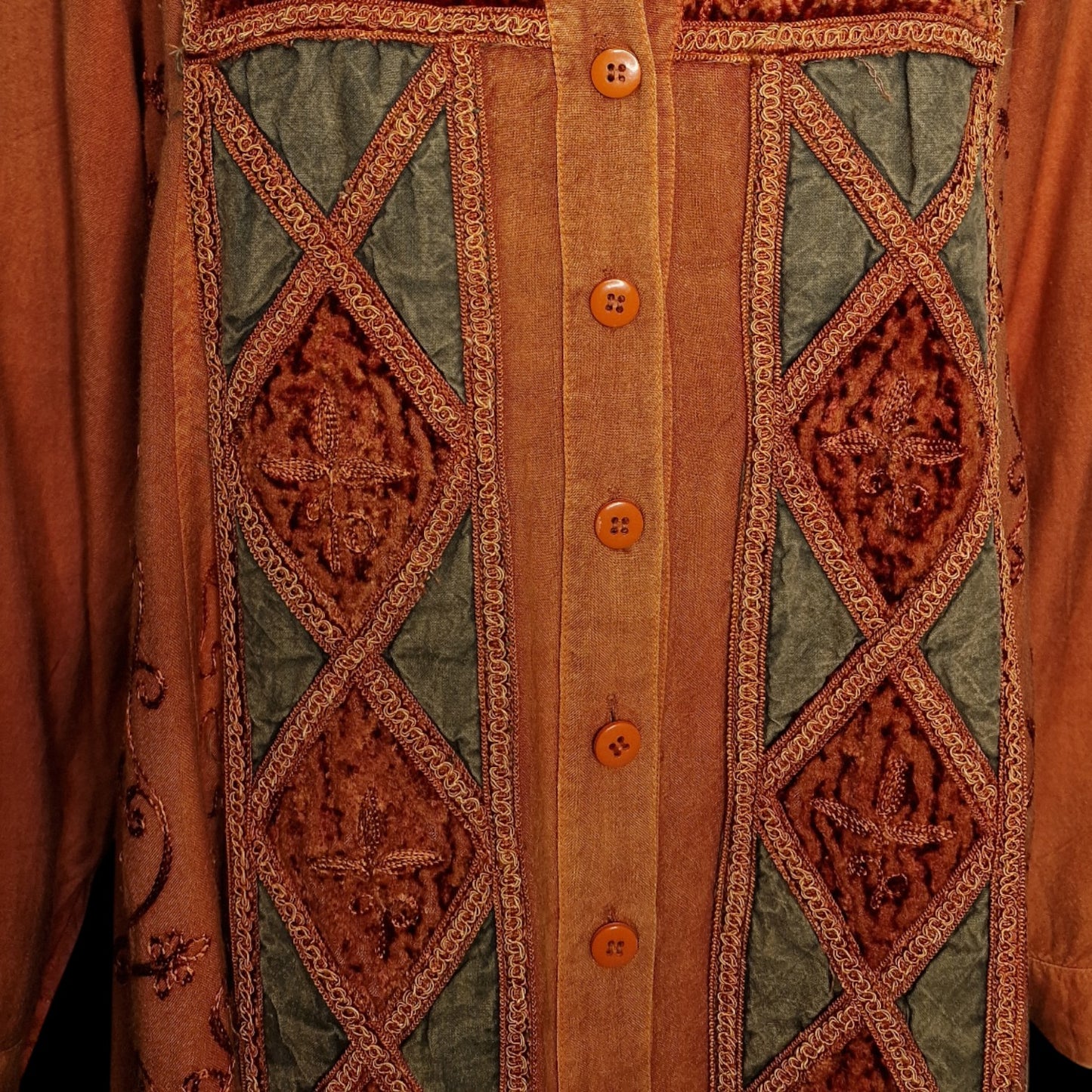 Vintage Tunika mit Stickerei 80er Boho in Terracotta Hippie Bluse M