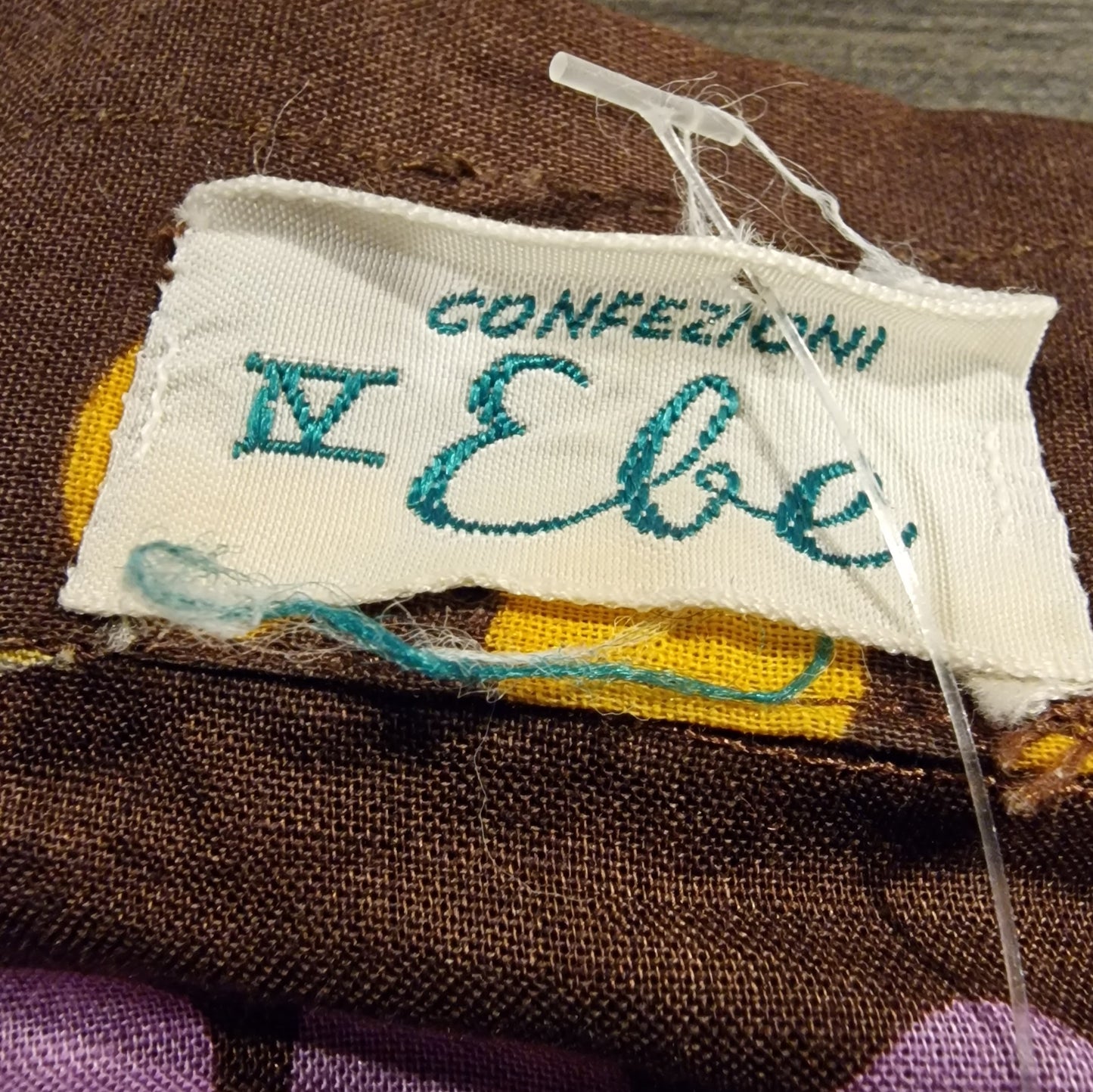 Typische True Vintage 70er Bluse  psychedelisches Muster in gelb-violett M