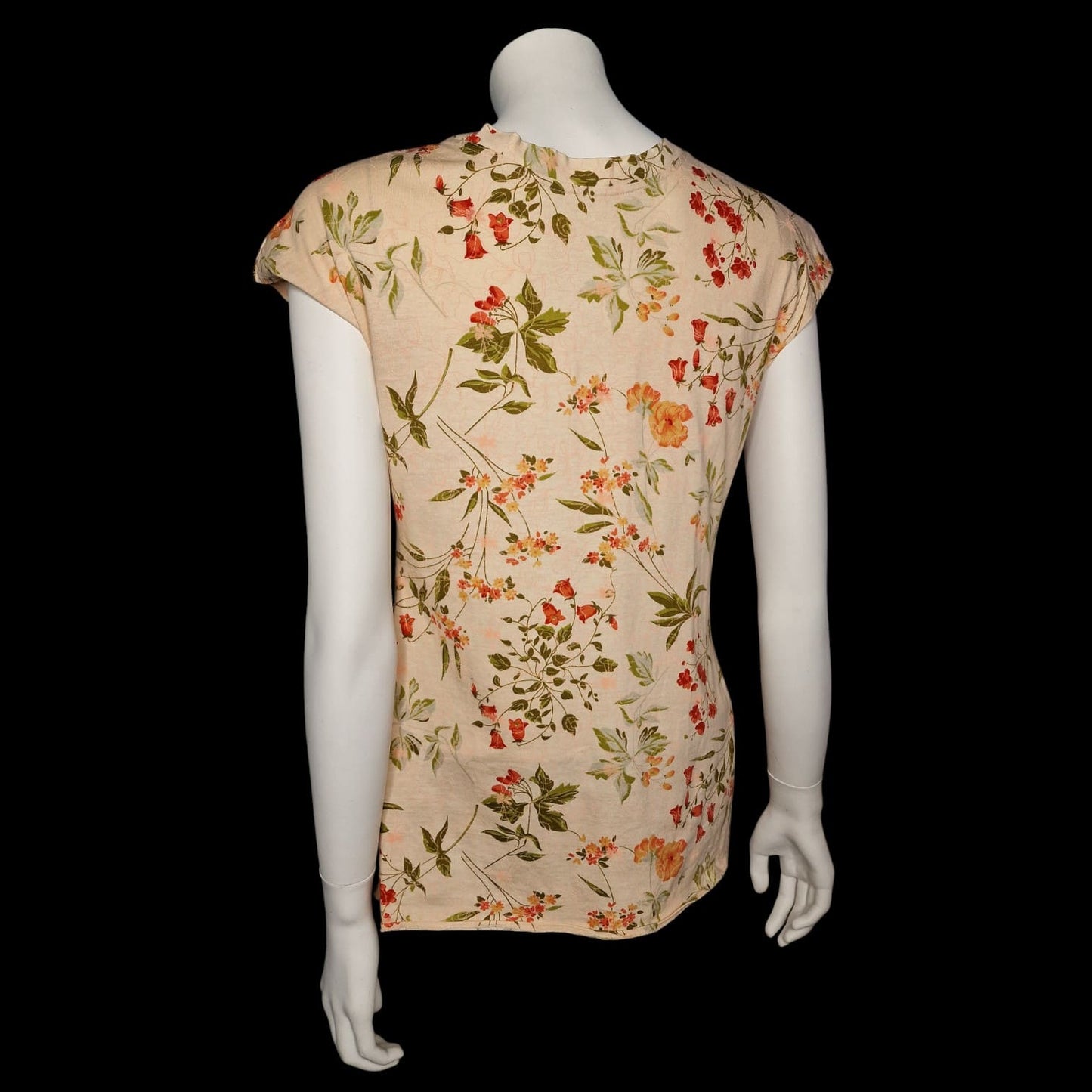 Vintage Bluse Blumenmuster Creme - Größe S (36) Baumwolle
