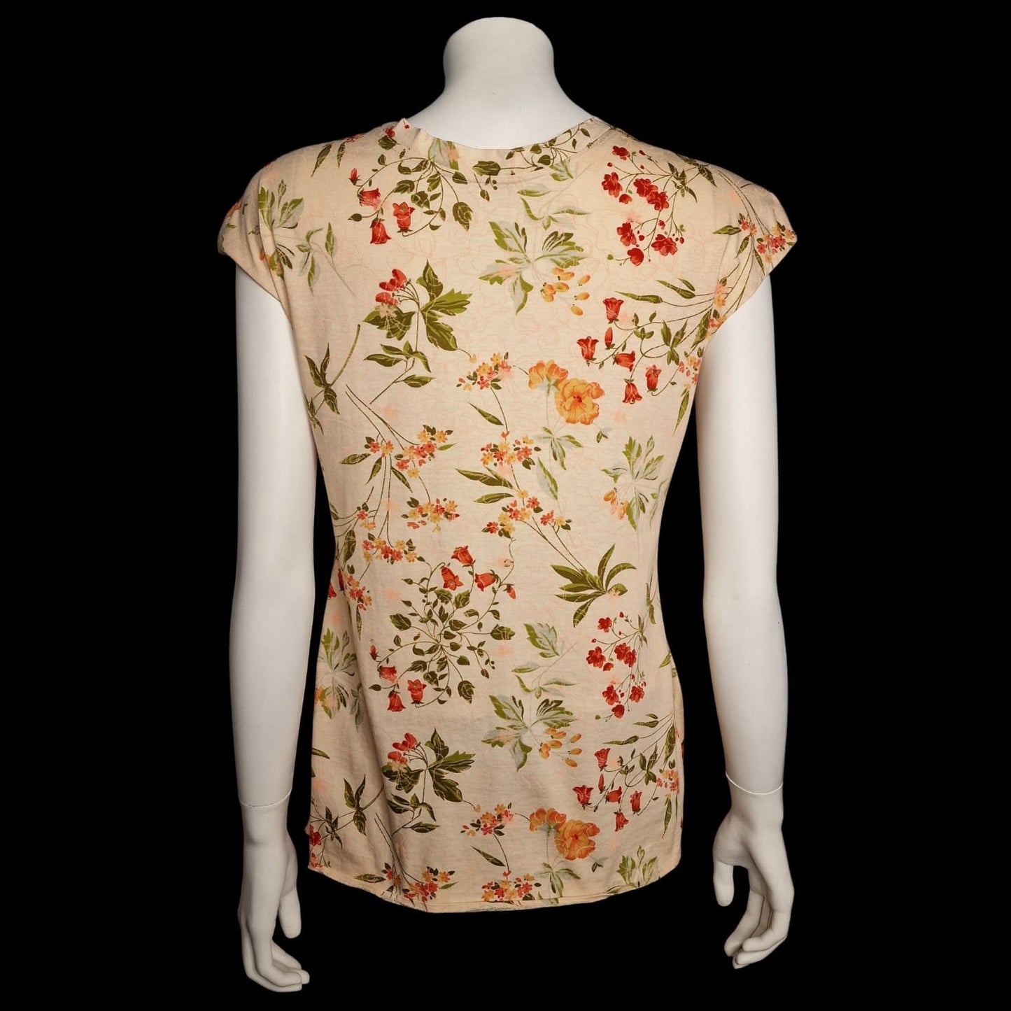 Vintage Bluse Blumenmuster Creme - Größe S (36) Baumwolle