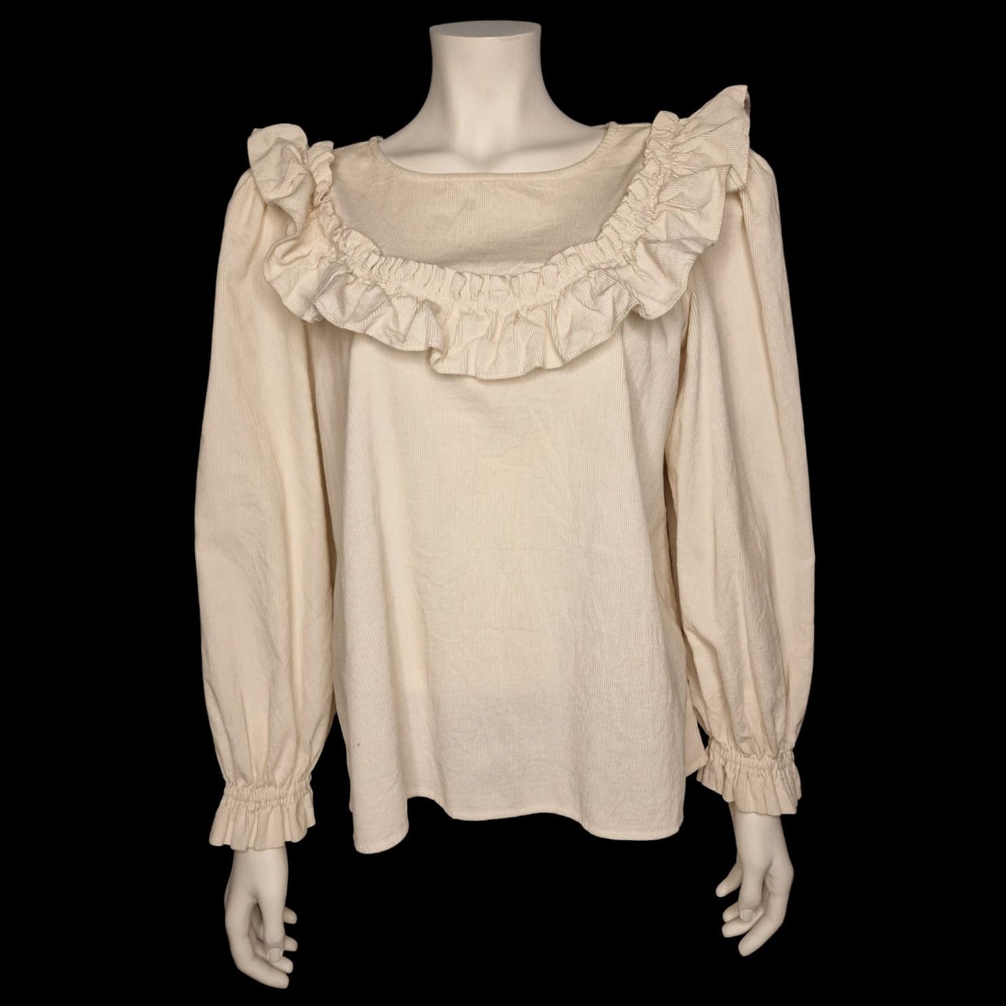 Romantische vintage C&A Bluse 80er Jahre Rüschen Creme - Größe M