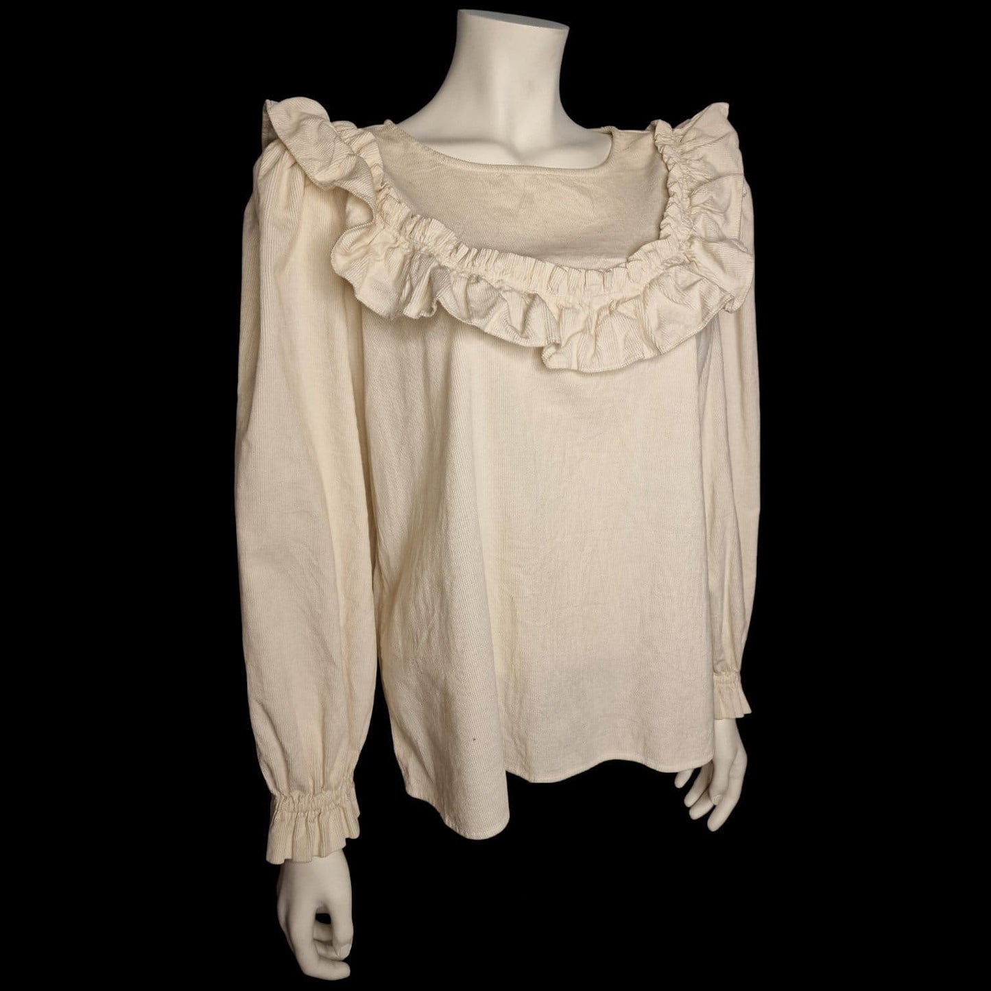 Romantische vintage C&A Bluse 80er Jahre Rüschen Creme - Größe M