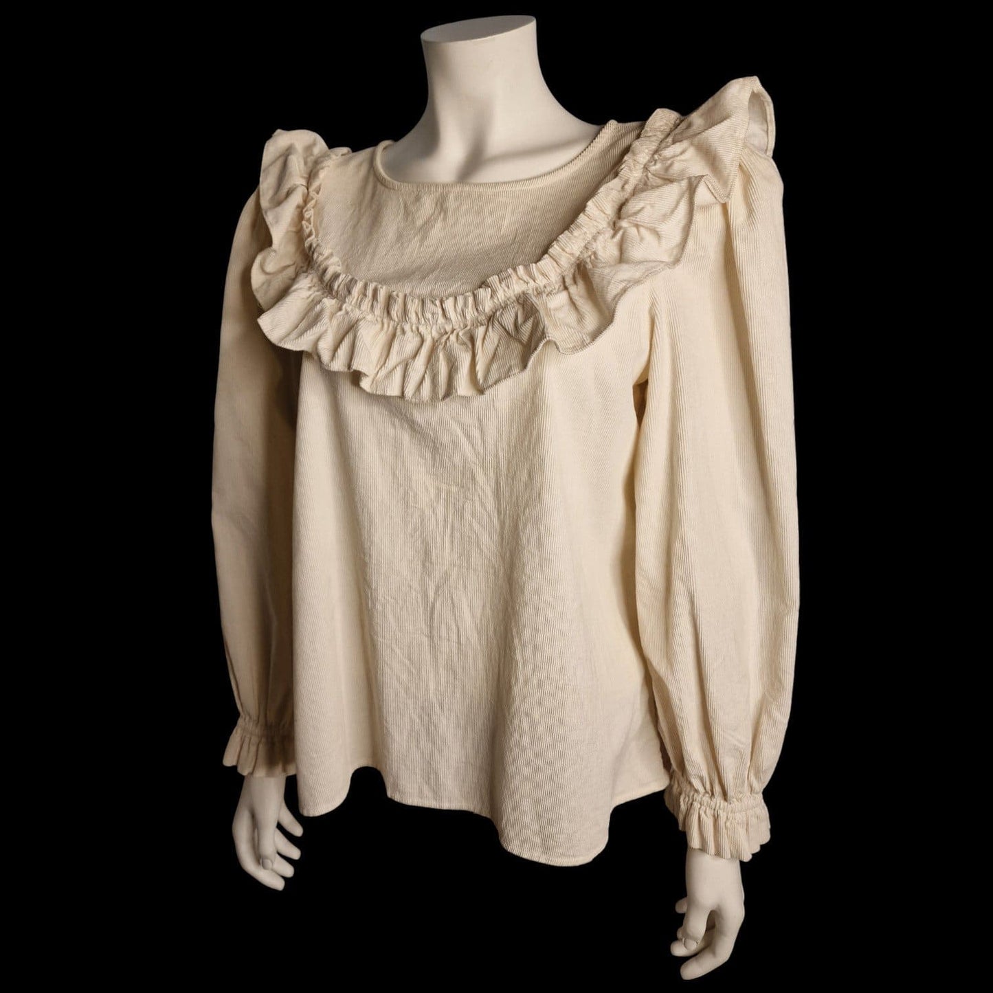 Romantische vintage C&A Bluse 80er Jahre Rüschen Creme - Größe M