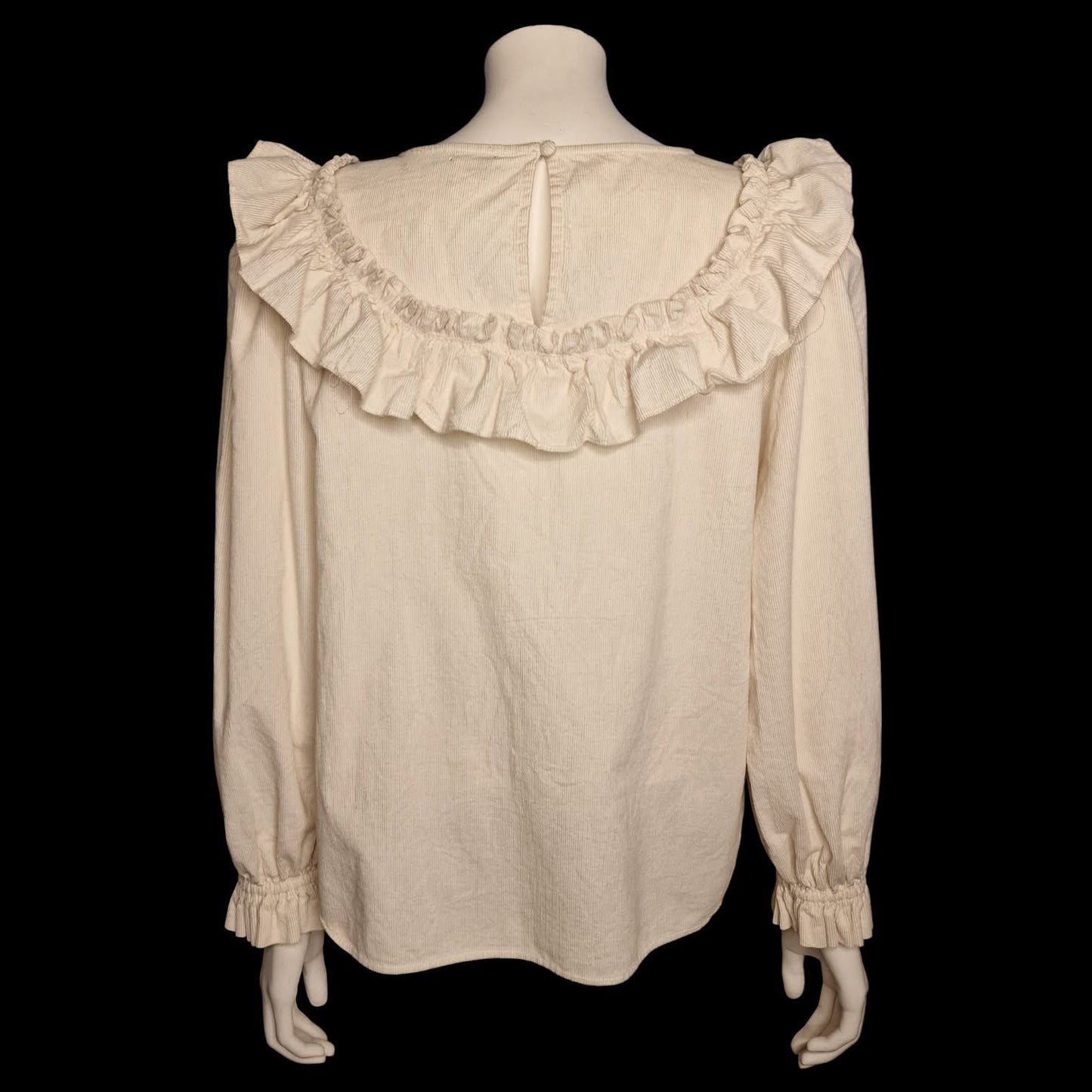 Romantische vintage C&A Bluse 80er Jahre Rüschen Creme - Größe M