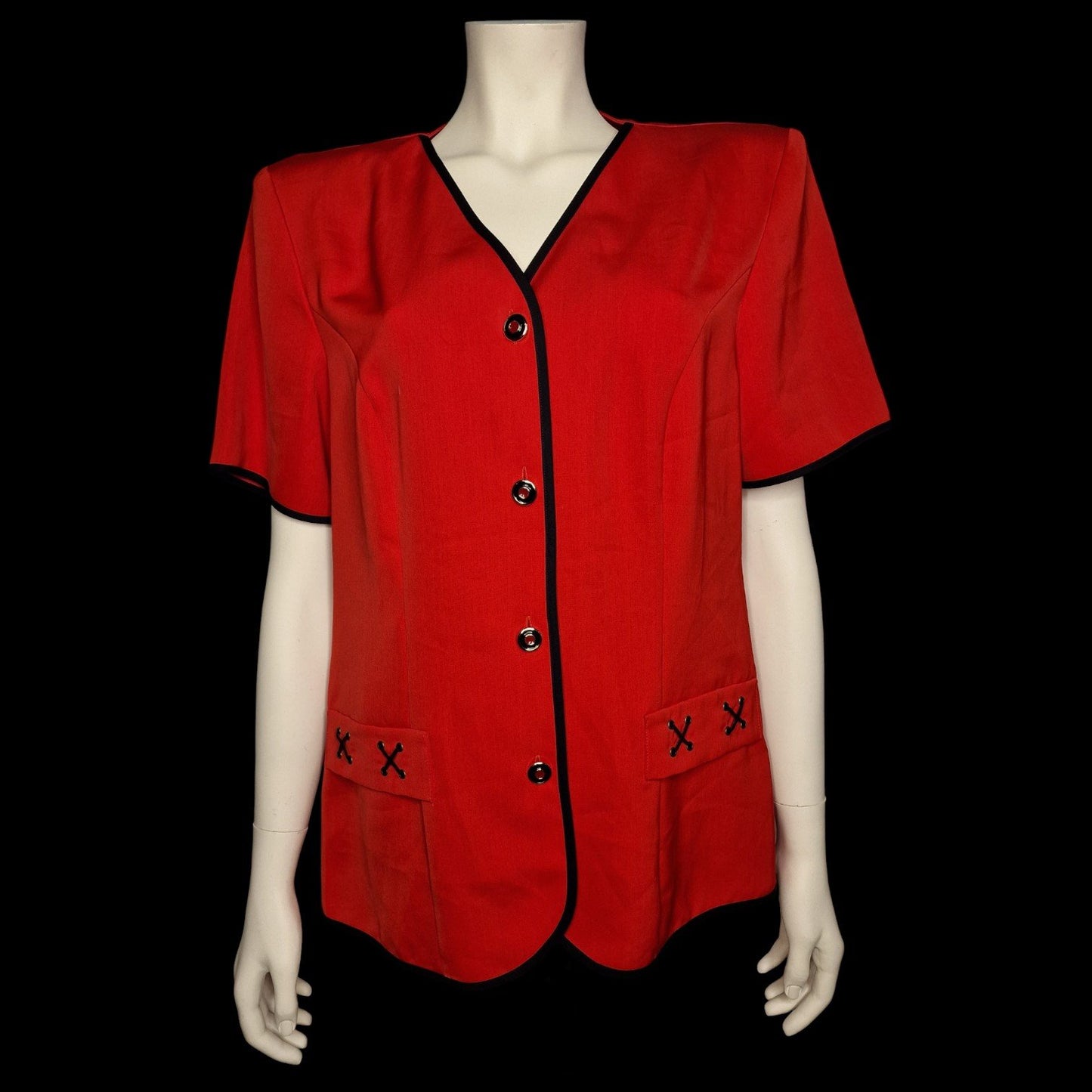 Feuerrote Italian Vintage Designer Bluse "Nives Morà" 80er Gr. L