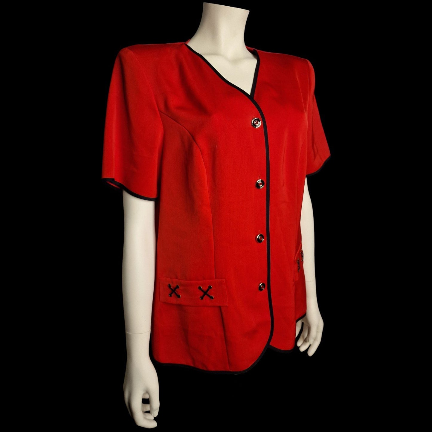 Feuerrote Italian Vintage Designer Bluse "Nives Morà" 80er Gr. L