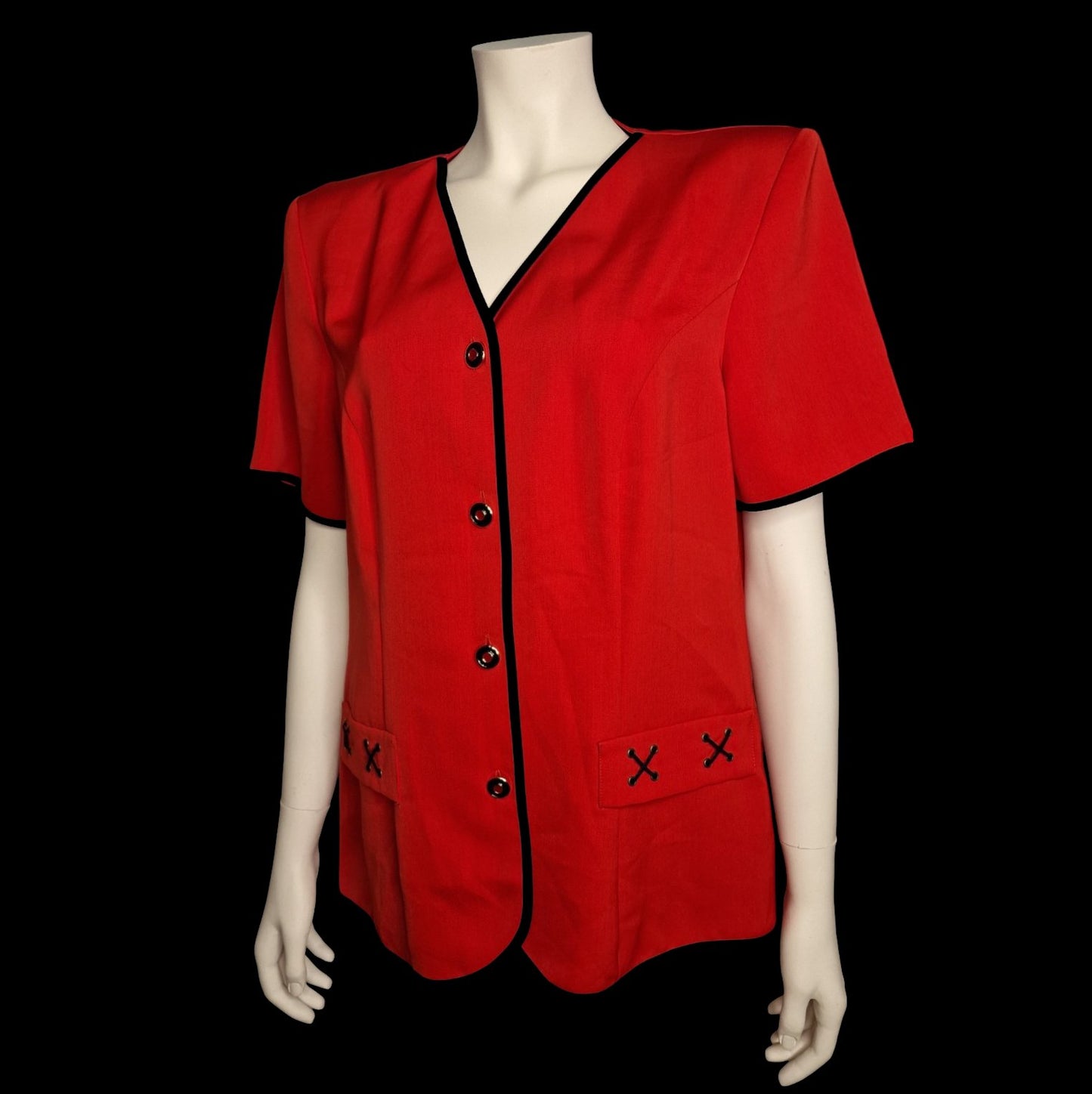 Feuerrote Italian Vintage Designer Bluse "Nives Morà" 80er Gr. L