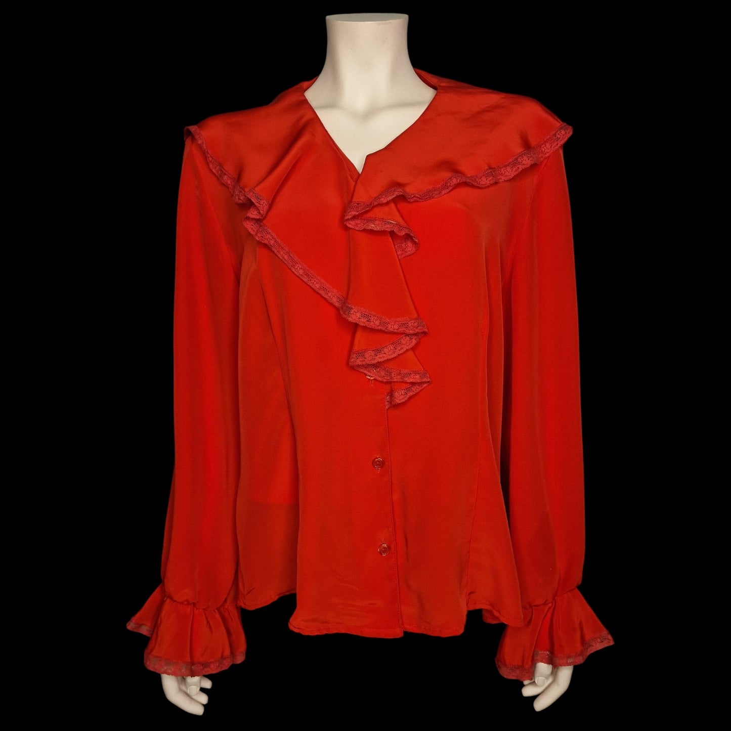 Romantische Bluse Primavera Rüschenbluse in Rot M/L