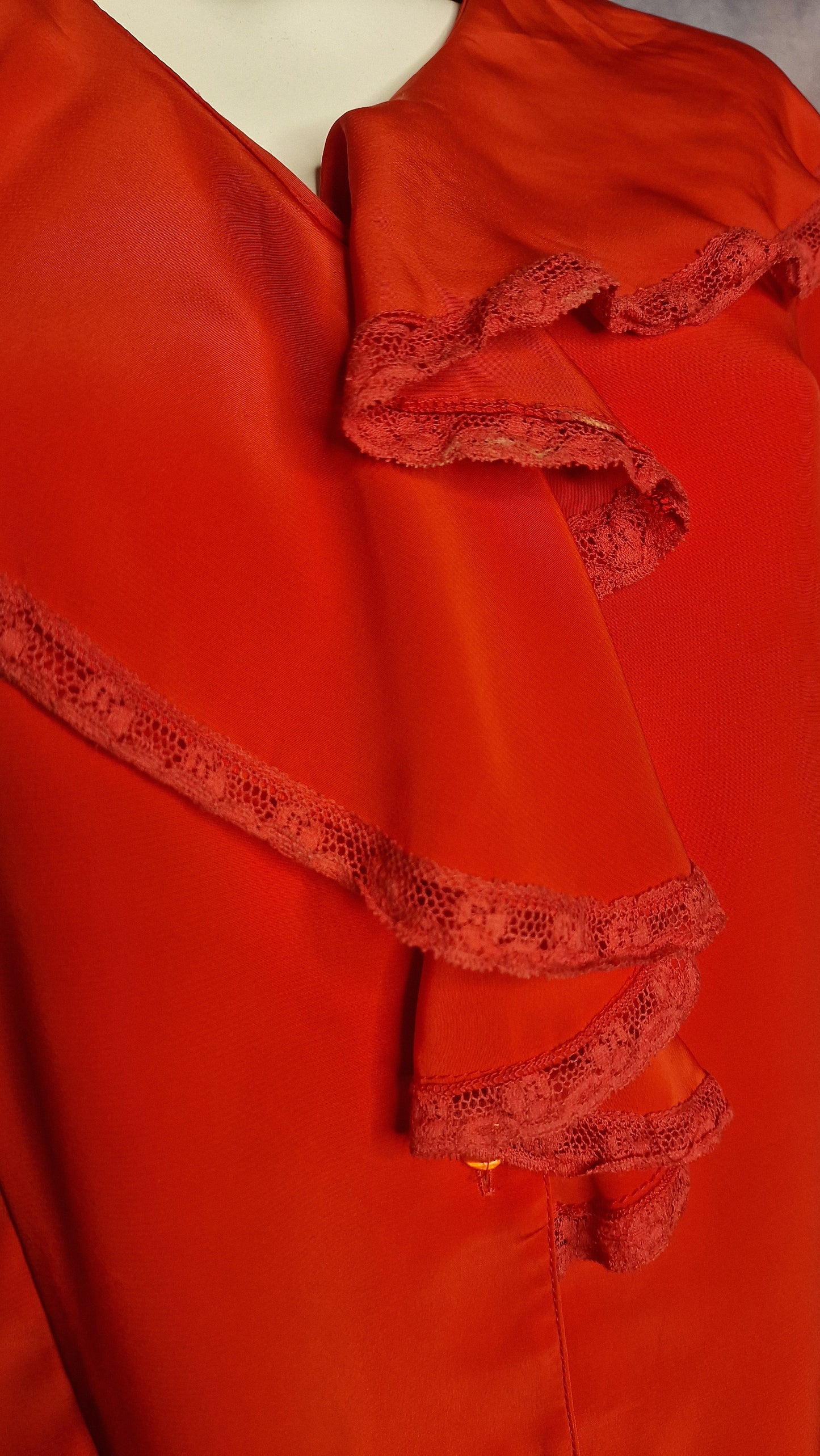 Romantische Bluse Primavera Rüschenbluse in Rot M/L