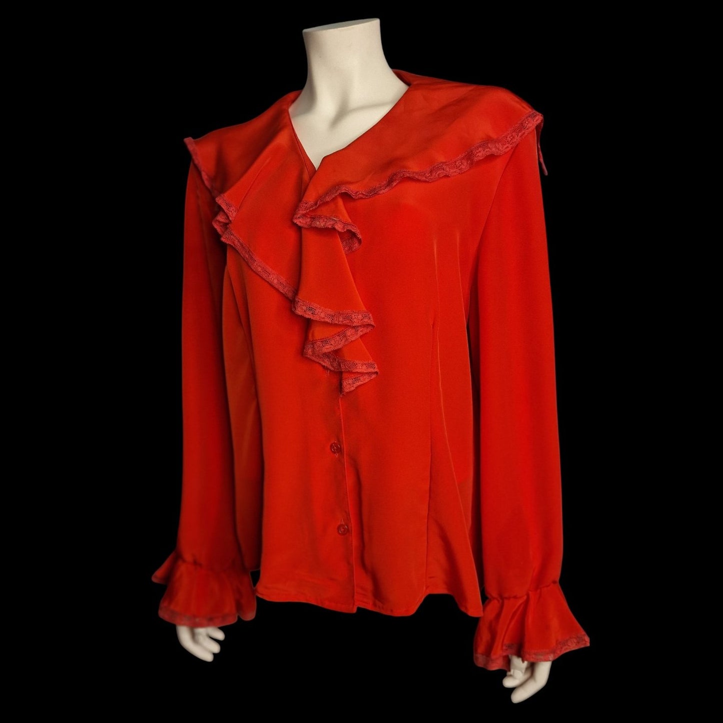 Romantische Bluse Primavera Rüschenbluse in Rot M/L