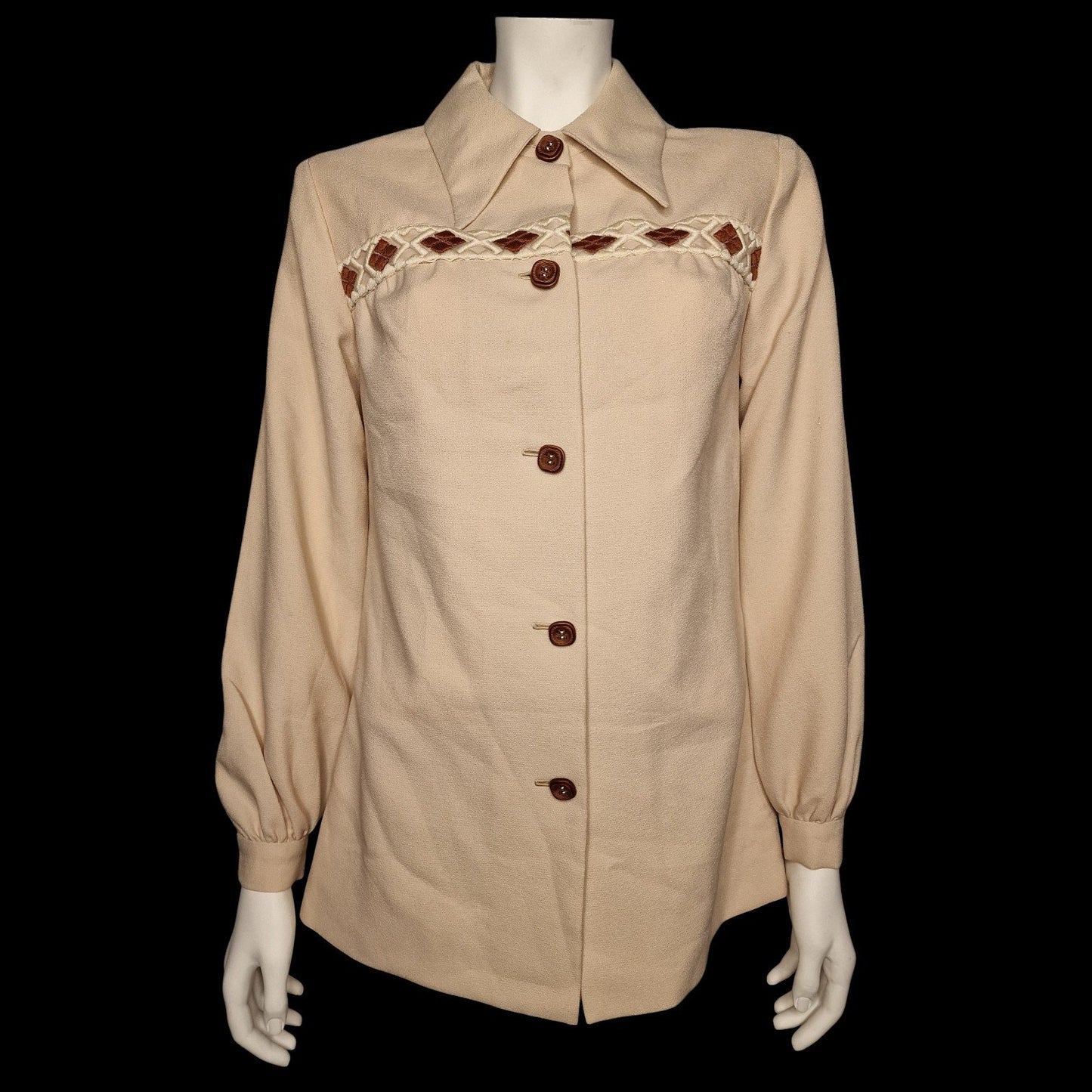 Vintage 70er Jahre „Shacket“ Hemdjacke mit Flecht-Detail Western M