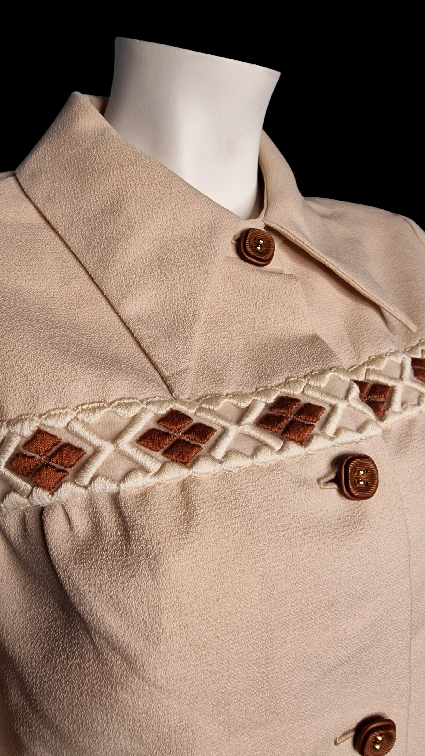 Vintage 70er Jahre „Shacket“ Hemdjacke mit Flecht-Detail Western M