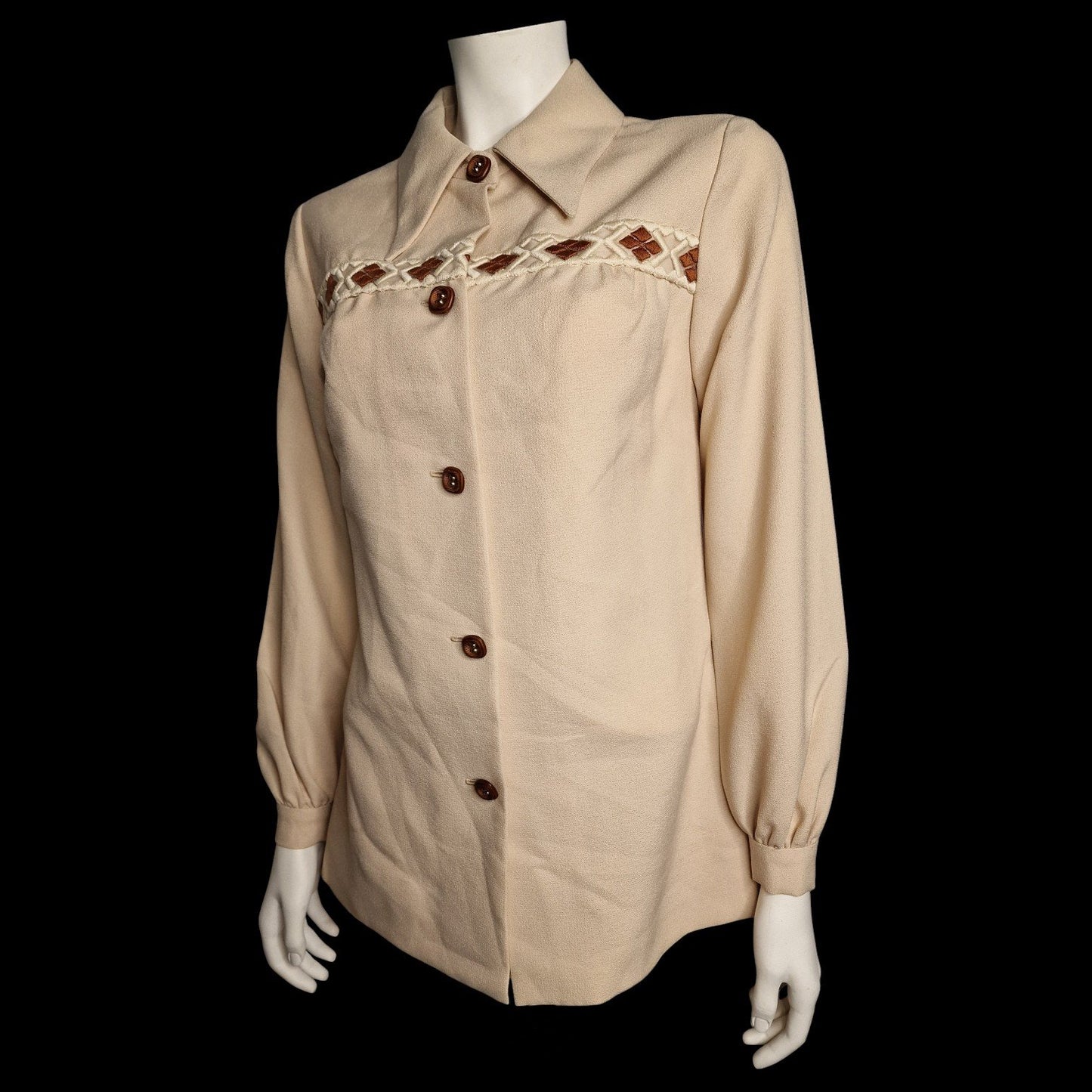 Vintage 70er Jahre „Shacket“ Hemdjacke mit Flecht-Detail Western M