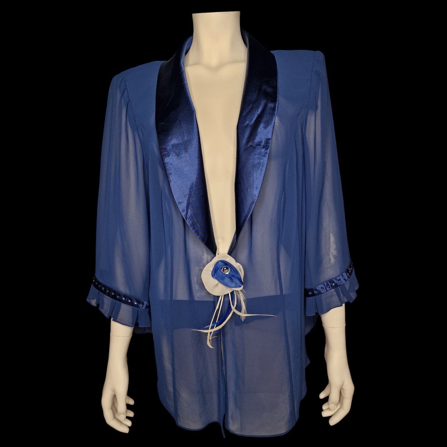 Elegante Abend Bluse von "Présage" Chiffon-Jacke – Royalblau XL
