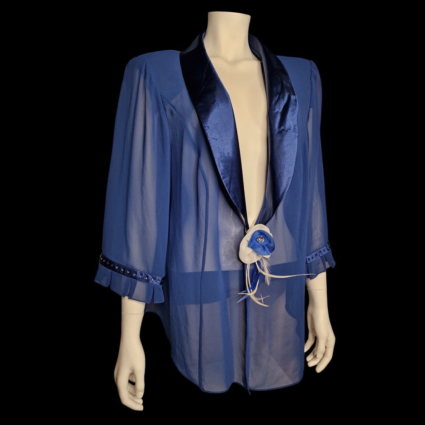 Elegante Abend Bluse von "Présage" Chiffon-Jacke – Royalblau XL