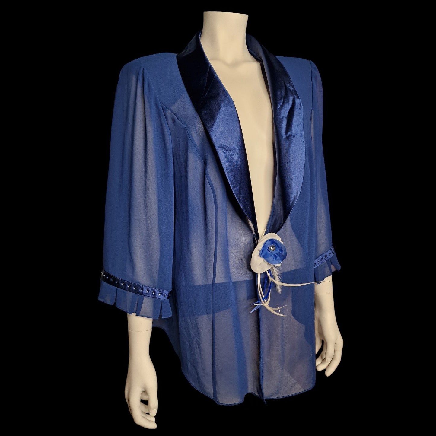 Elegante Abend Bluse von "Présage" Chiffon-Jacke – Royalblau XL
