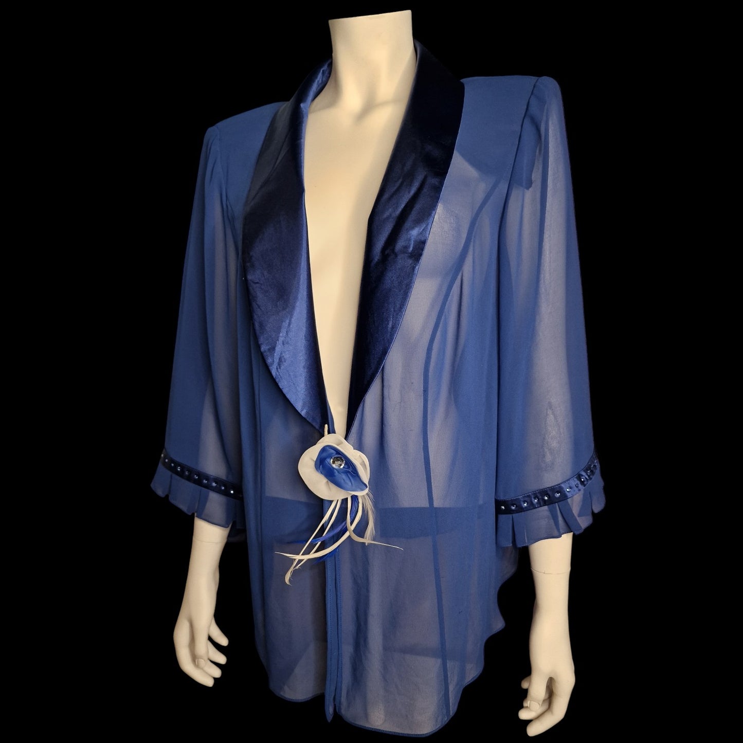 Elegante Abend Bluse von "Présage" Chiffon-Jacke – Royalblau XL