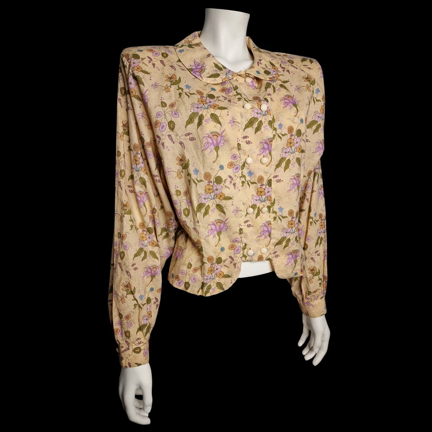 Romantische Vintage-Bluse 80er mit Blumenmuster - "MB Make Blouse"
