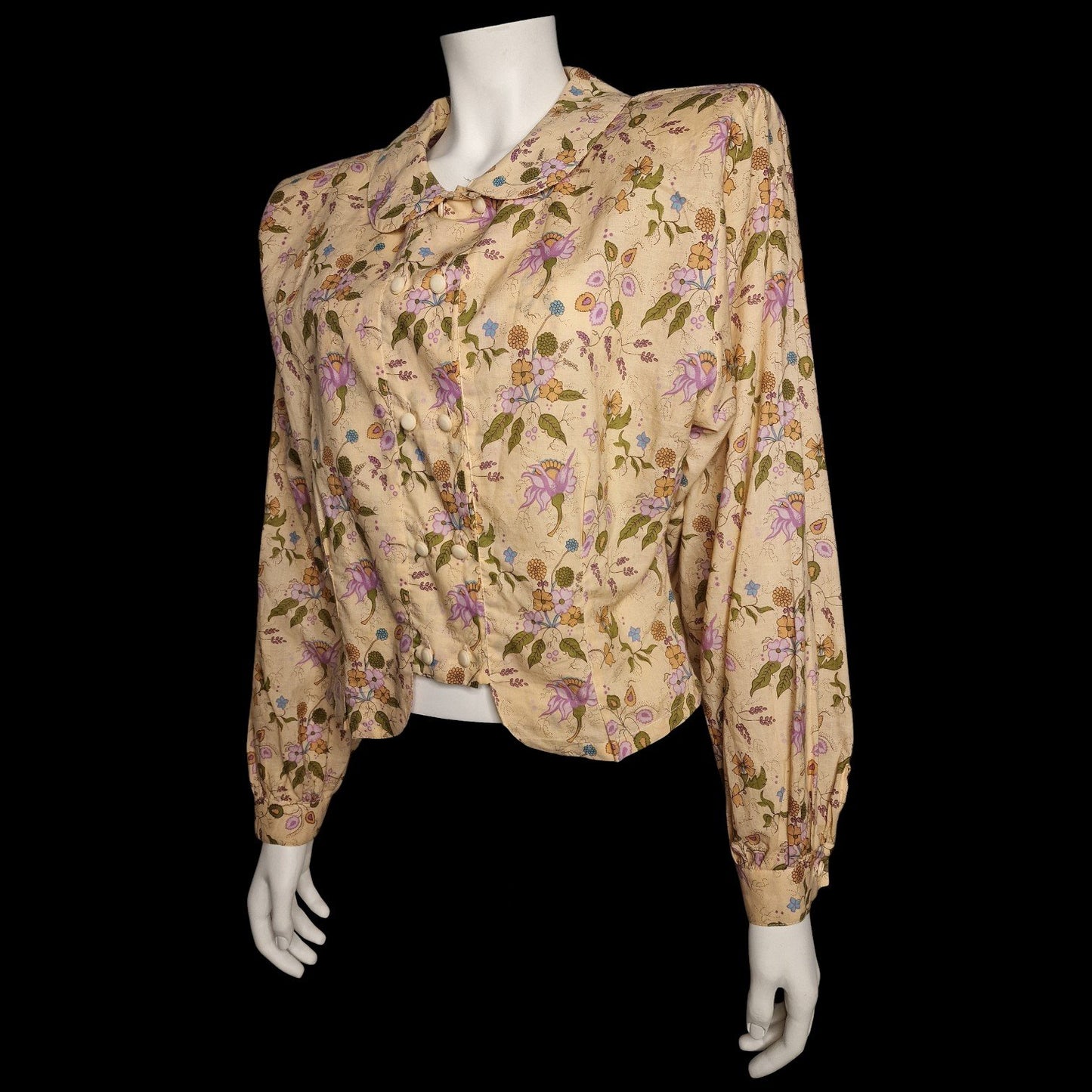 Romantische Vintage-Bluse 80er mit Blumenmuster - "MB Make Blouse"