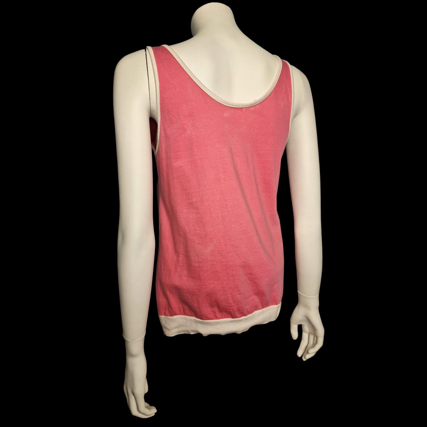 Retro Pop-Art Tank-Top 80er Stil mit Silhouetten-Motiv - Koralle/Türkis M