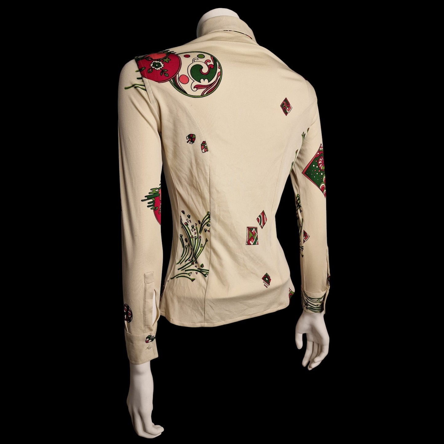 True Vintage Damen Hemdbluse Shirt "Dagger Kragen" Gr. S abstraktes Muster