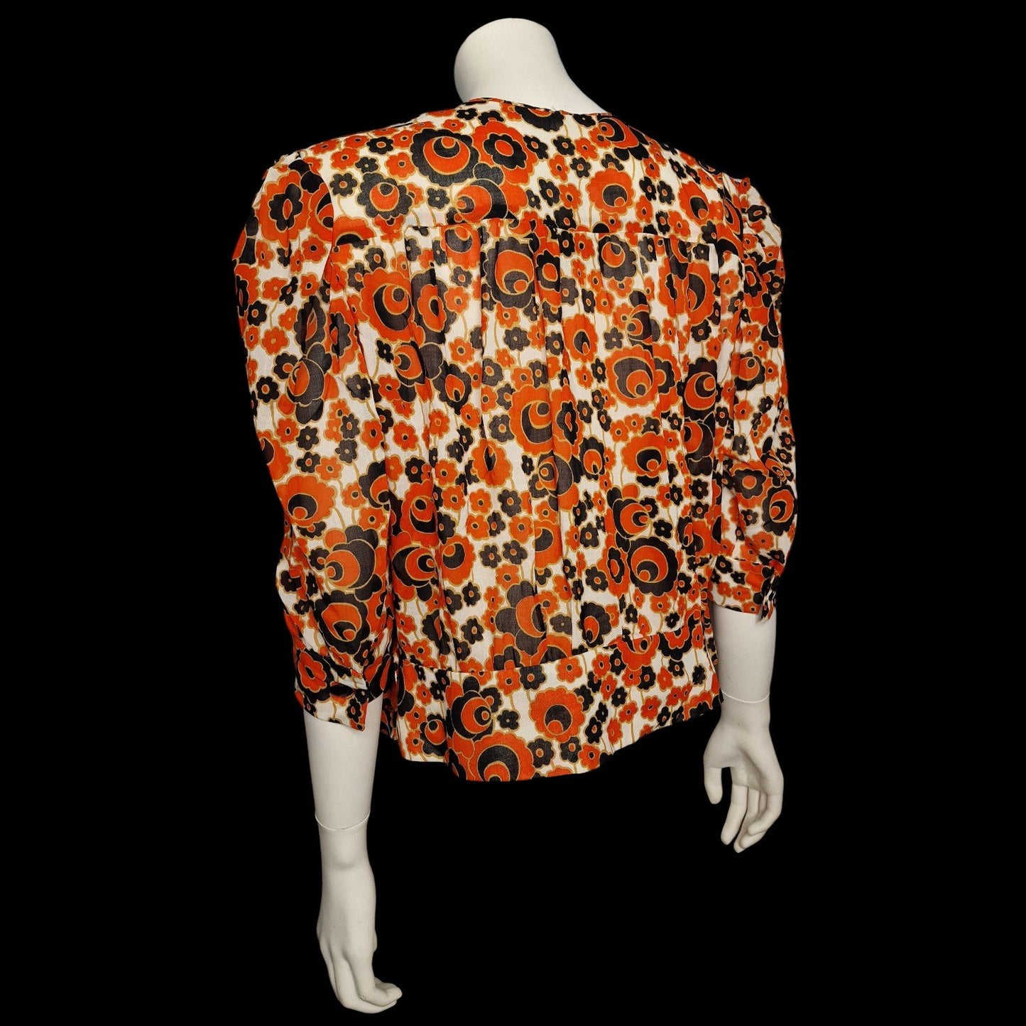 True Vintage Bluse 70er Wickeloptik Gr L Prilblumen-Muster