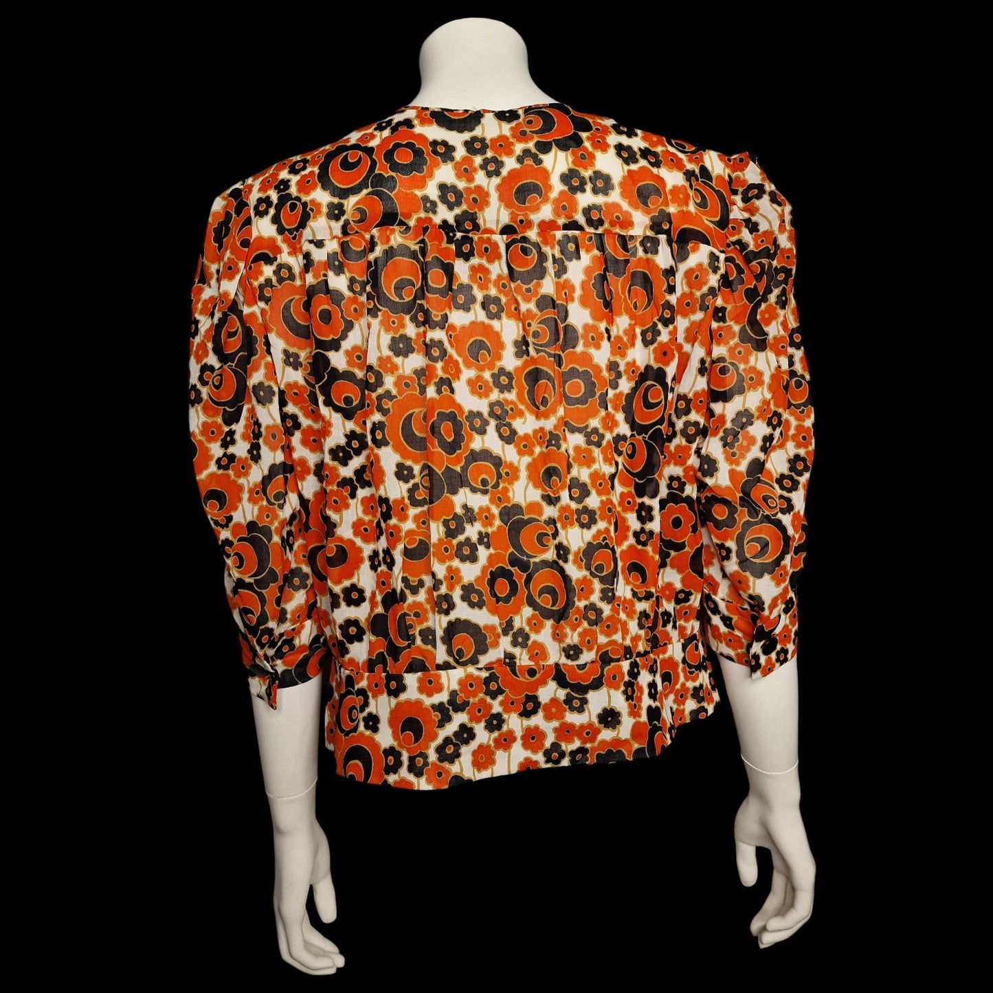 True Vintage Bluse 70er Wickeloptik Gr L Prilblumen-Muster