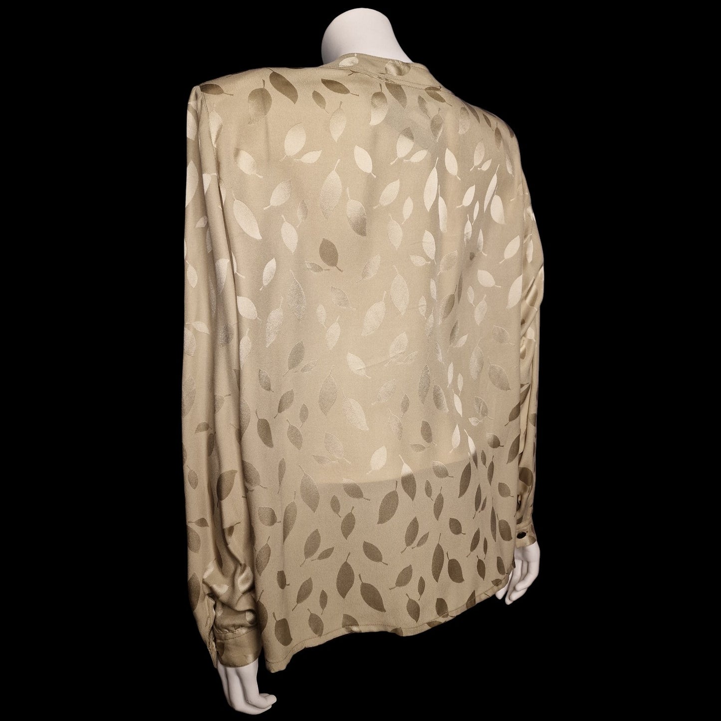 Elegante Bluse aus den 80ern Blättermuster Gr. L Grüntöne  vintage