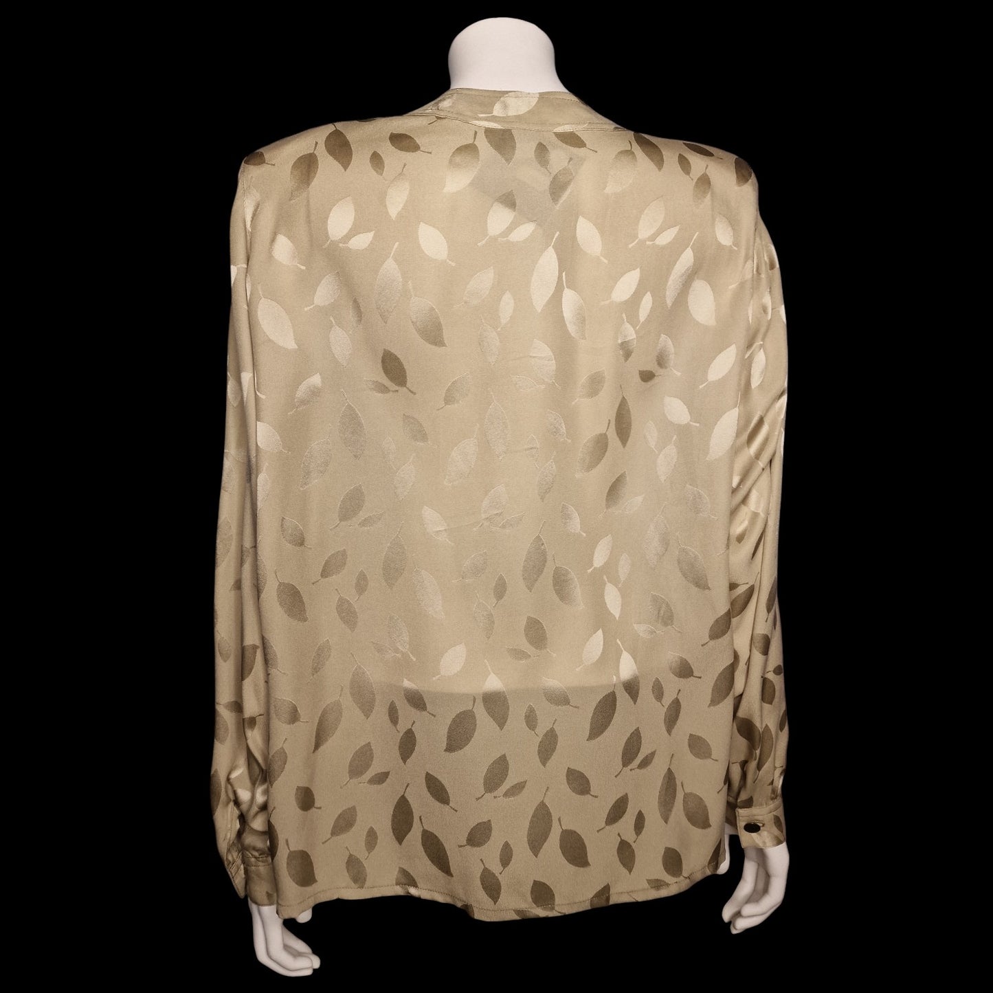 Elegante Bluse aus den 80ern Blättermuster Gr. L Grüntöne  vintage