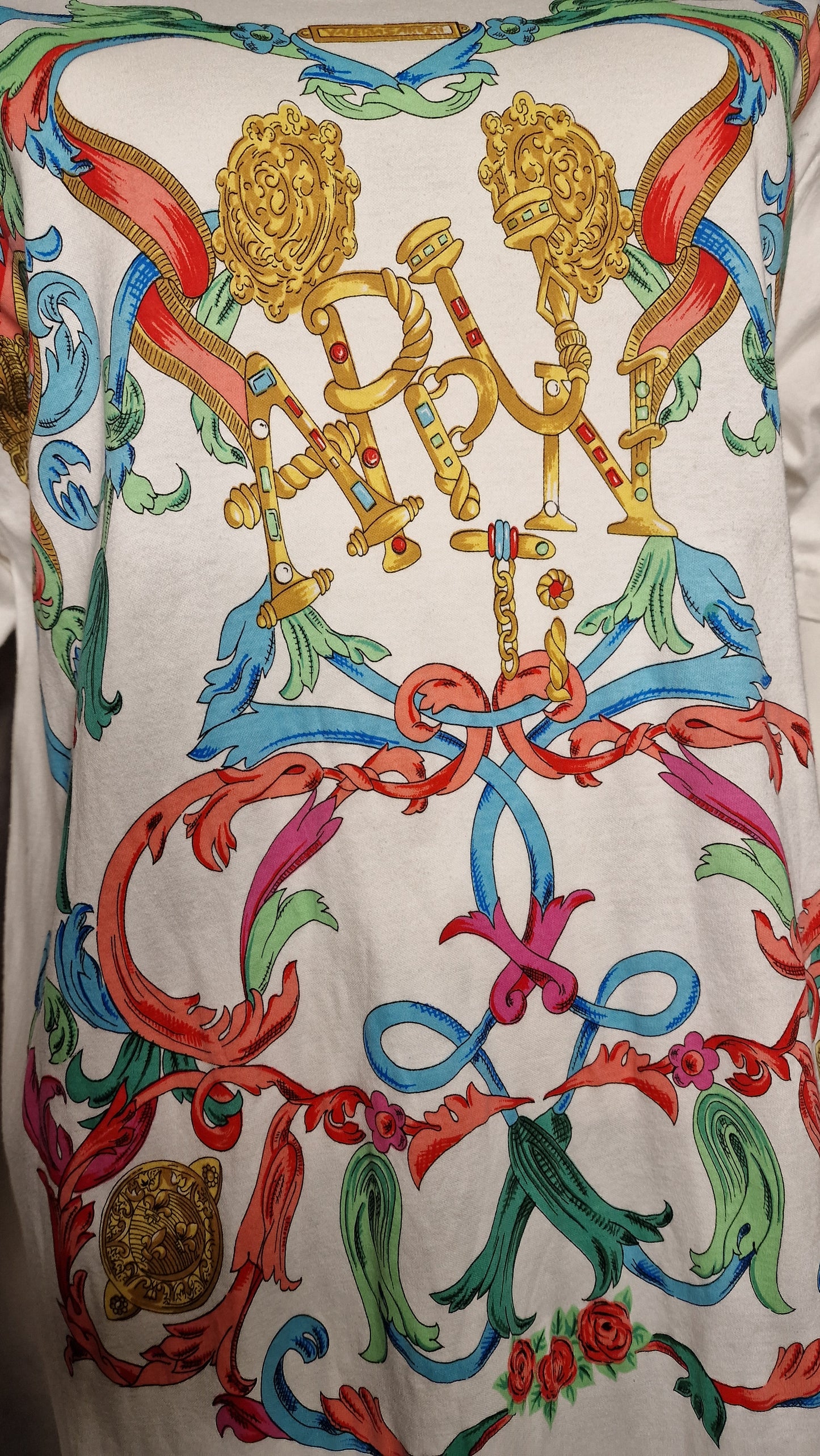 Vintage Designer Shirt Wanderika "Valeria Sartori" mit barock Print 90er M